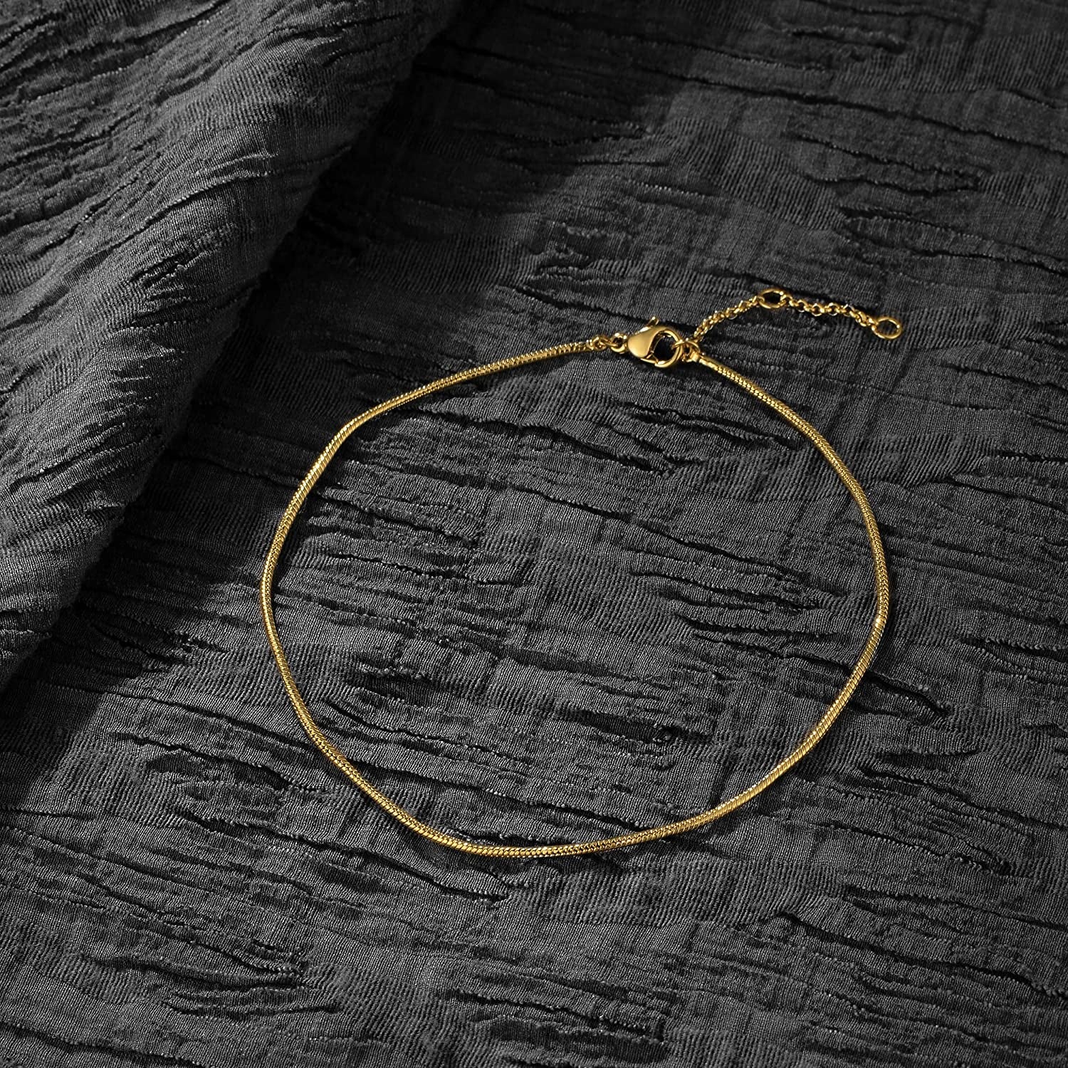 OSIANA 18K Gold Snake Chain Anklet – 1.3Mm Thin, Dainty, Gold Plated Copper Jewelry for Women & Men with Lobster Clasp Apparel & Accessories > Jewelry > Anklets OSIANA