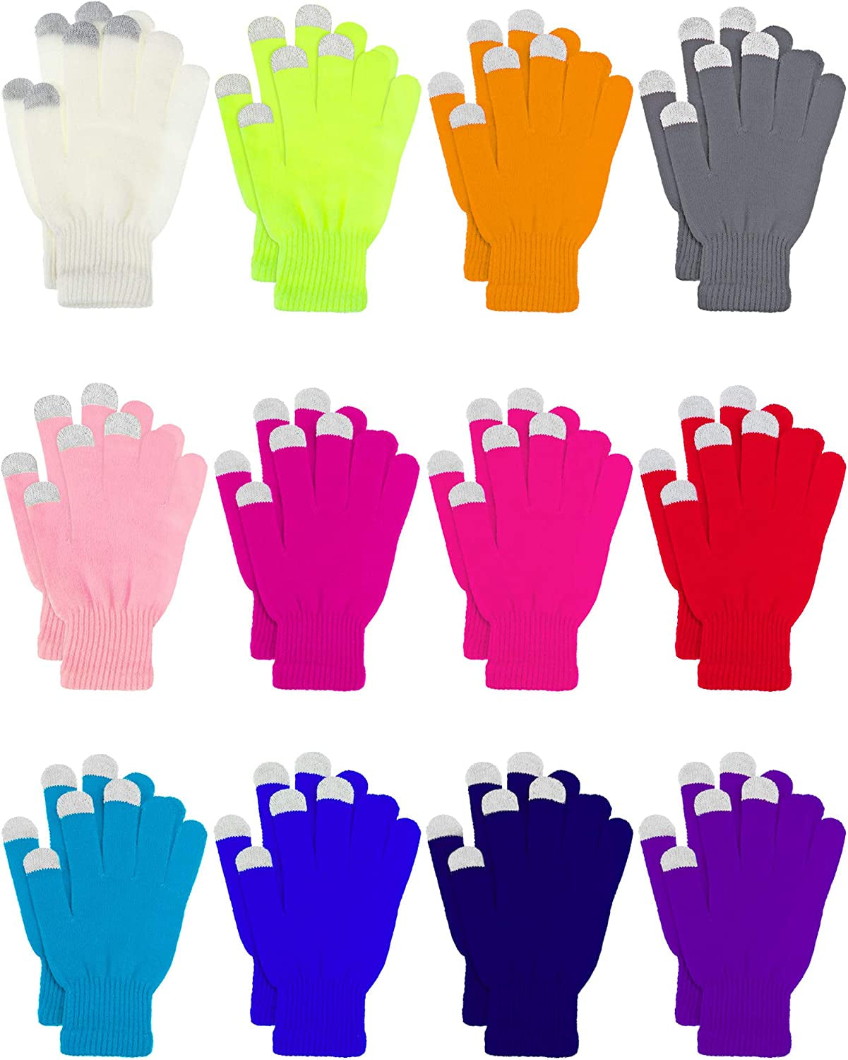 Pangda 12 Pairs Touchscreen Gloves Stretch Knitted Texting Gloves Warm Windproof Solid Color Mittens for Men and Women Apparel & Accessories > Clothing Accessories > Gloves & Mittens Pangda Mixed Colors 7 x 4 Inch