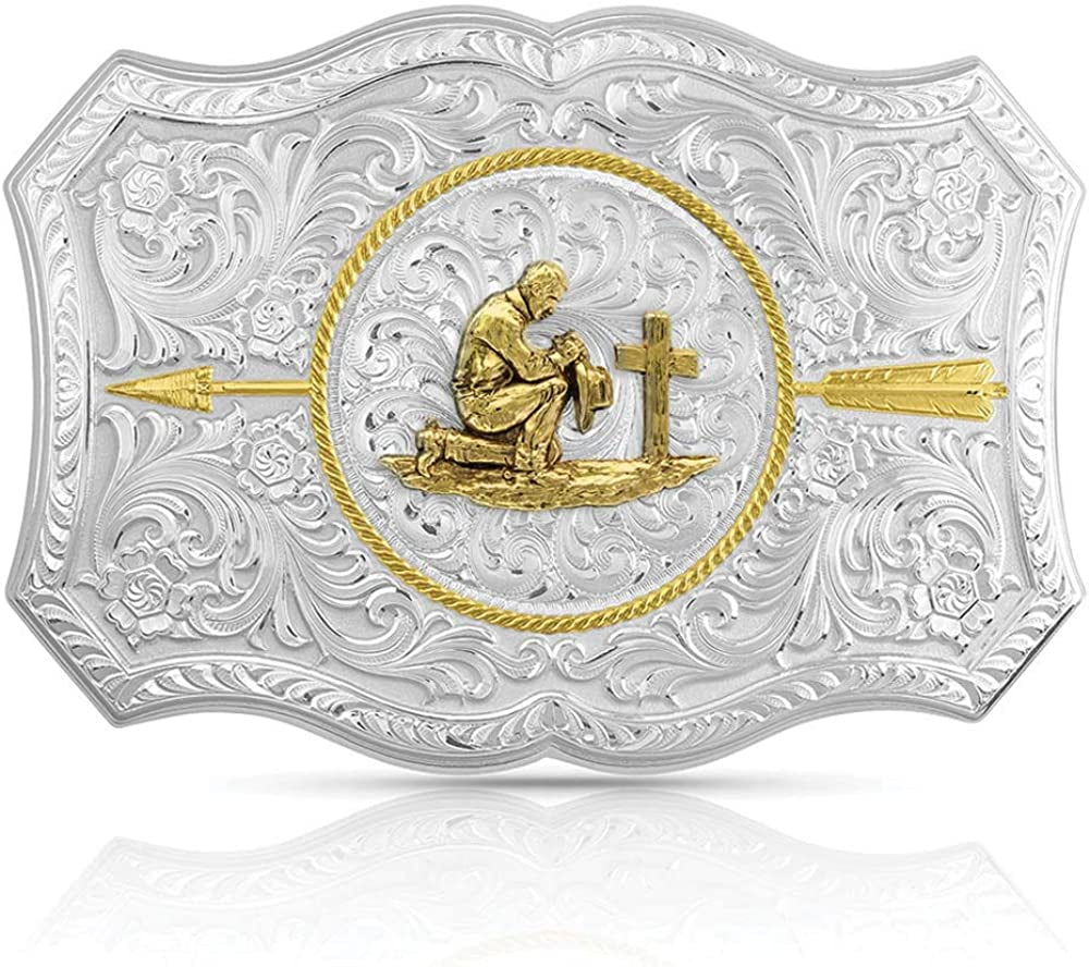Montana Silversmiths Christian Faith Series Classic Western Buckle, Made in USA Apparel & Accessories > Clothing Accessories > Belt Buckles Montana Silversmiths Your Arrow Buckle With Praying Cowboy