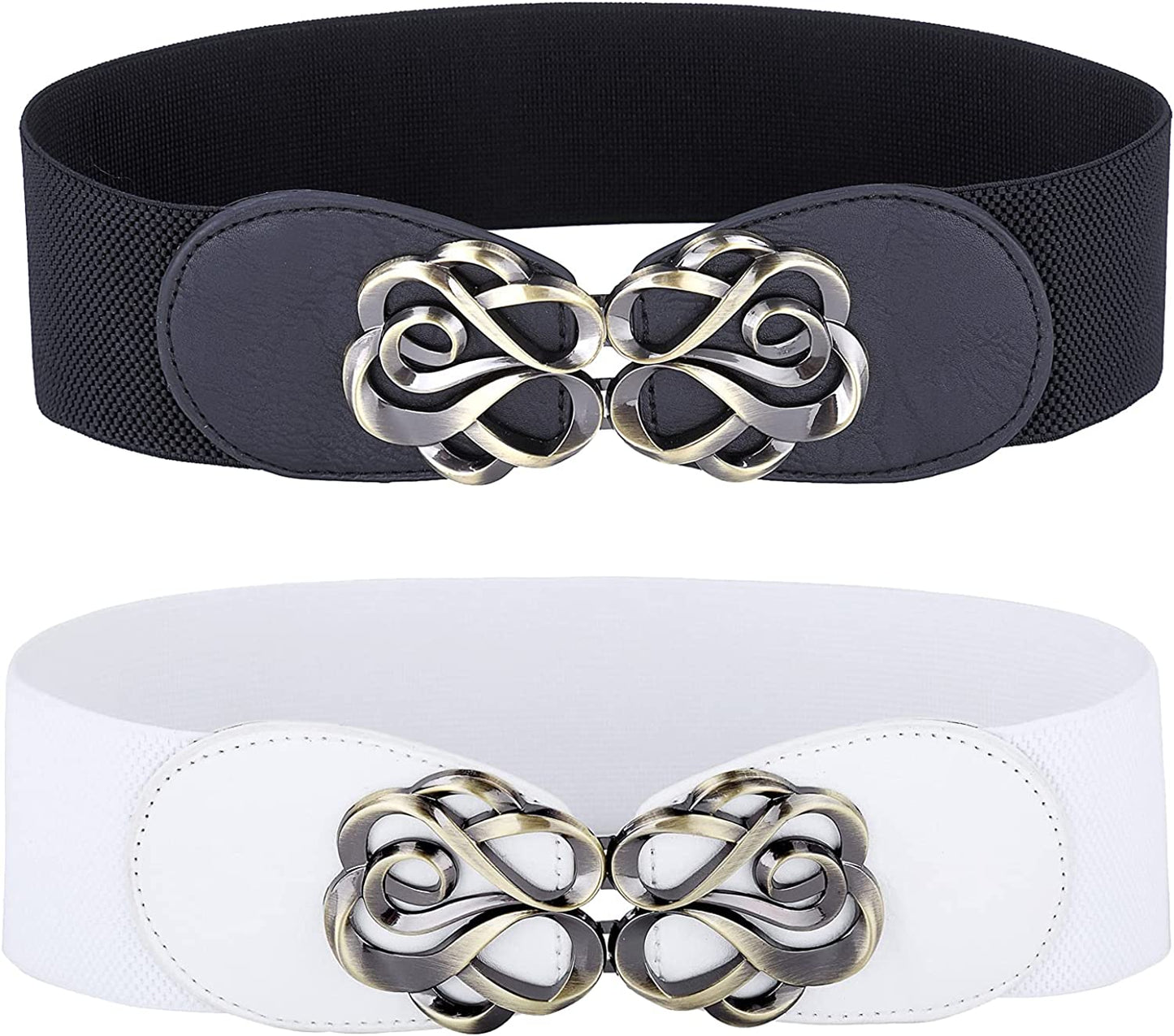 Women Stretchy Vintage Dress Belt Elastic Waist Cinch Belt CL413 Apparel & Accessories > Clothing Accessories > Belts GRACE KARIN Black+white XXX-Large