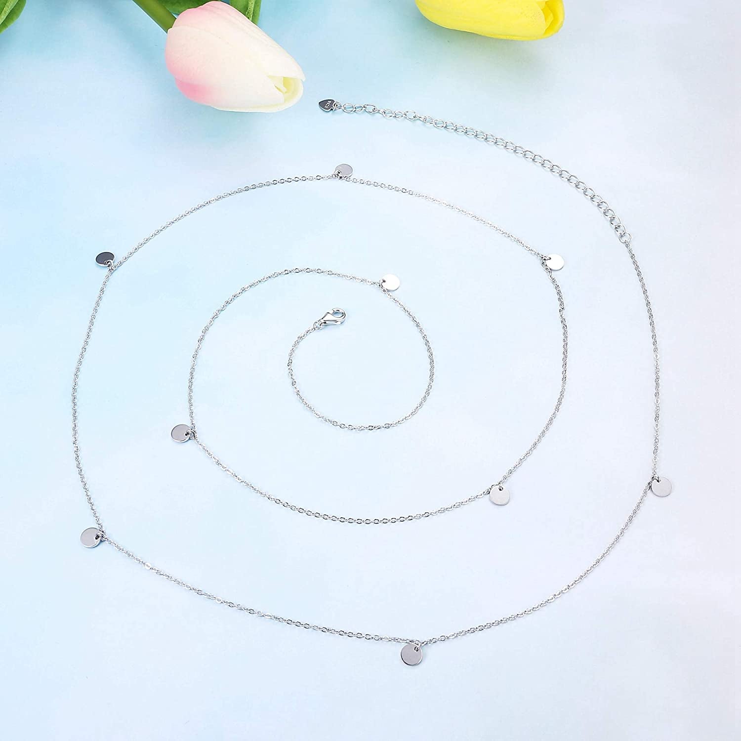 Sllaiss 925 Sterling Silver Sexy Belly Waist Chain Body Jewelry for Women Beach Bikini Belly Silver Chain Belt Apparel & Accessories > Jewelry > Body Jewelry Sllaiss