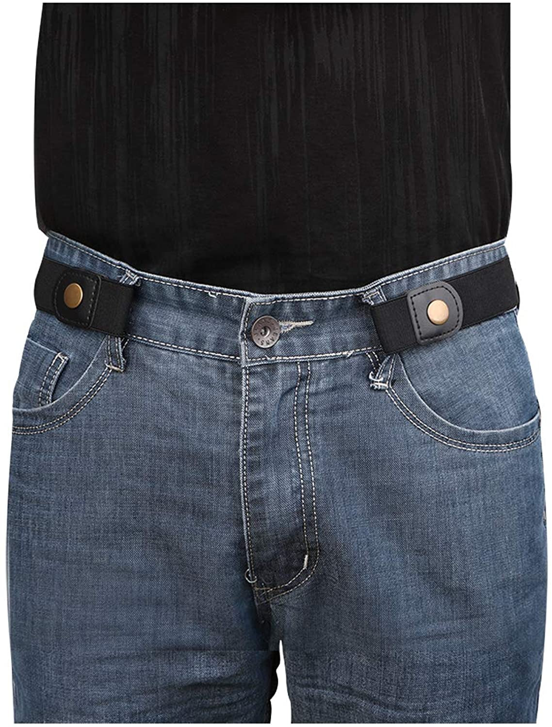 No Buckle Invisible Elastic Stretch Belt for Men/Women Fits Waist 24-50In Father Day Gift Apparel & Accessories > Clothing Accessories > Belts XZQTIVE 01 Black Fits waist size 36"-50"