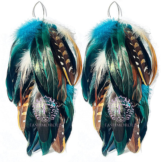 Fashmorous Feather Earrings Blue Feather Earrings for Women Bohemian Feather Earrings for Women Dangle Apparel & Accessories > Jewelry > Earrings Feather Lover