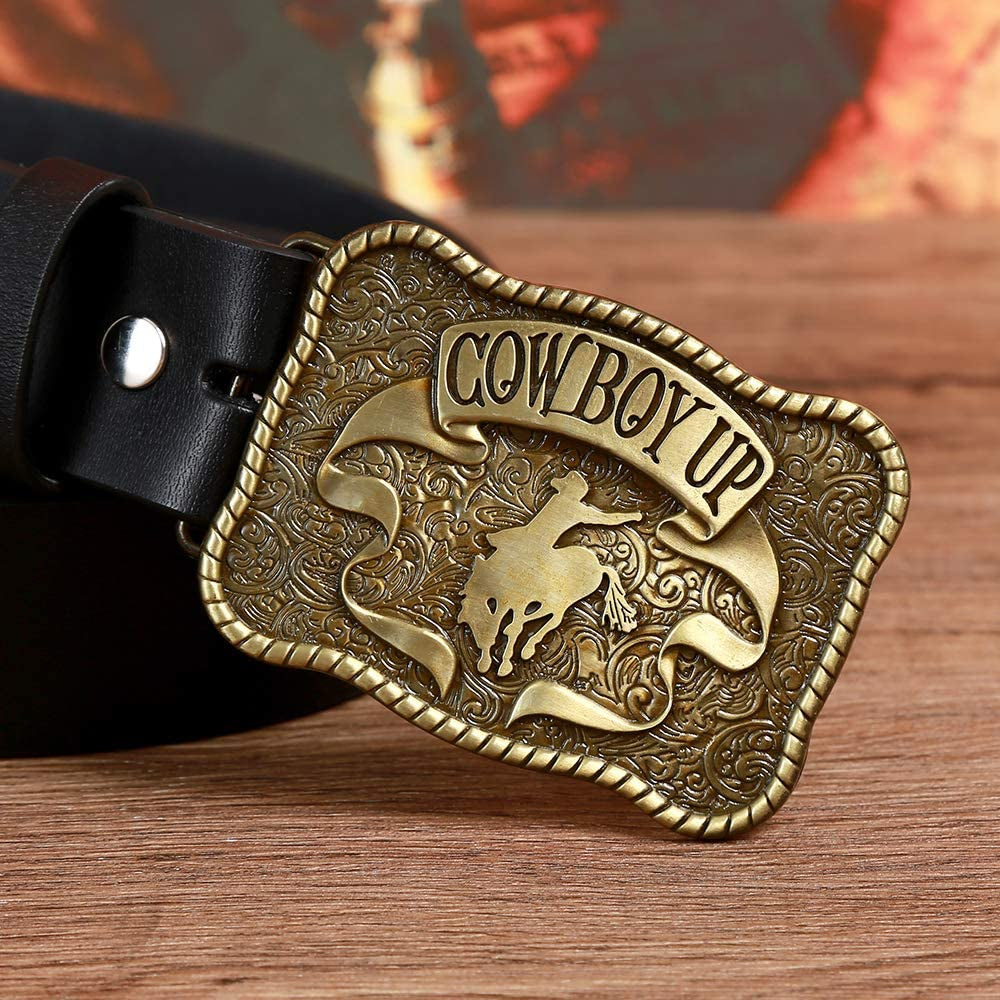 KDG Western Cowboy Gold Belt Buckle for Man Eagle Running Horse Bull Heads Texas Buckle Apparel & Accessories > Clothing Accessories > Belt Buckles KDG