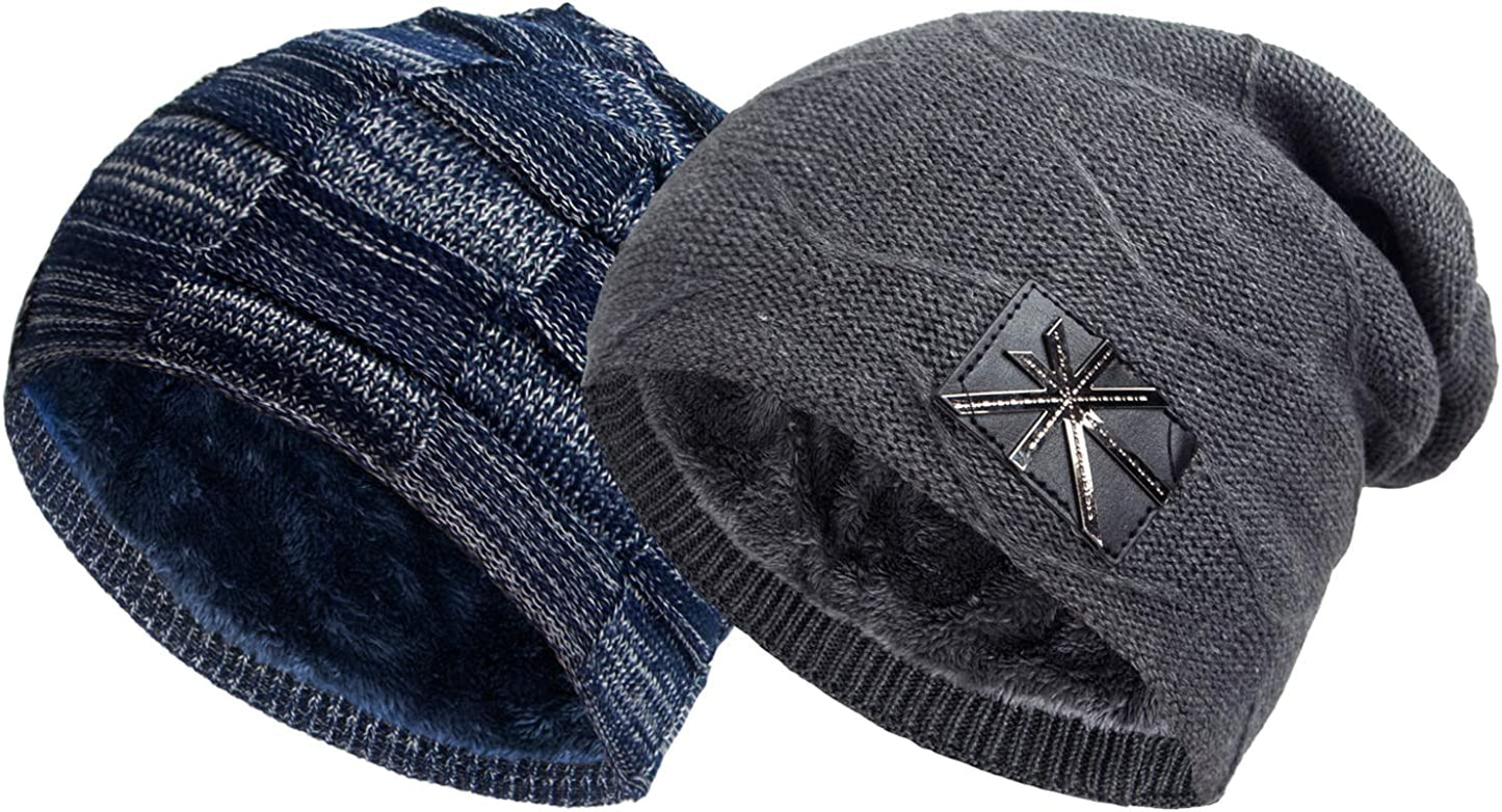 Ousipps 2 Pack Winter Hats for Men Women, Baggy Mens Beanies for Winter Ski Snow Skull Hats Black Beanie for Men and Women Apparel & Accessories > Clothing Accessories > Hats Ousipps