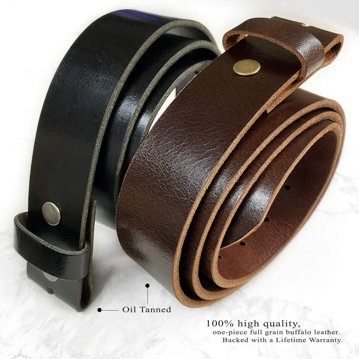 One Piece Full Grain Buffalo Oil Tanned Leather Replacement Belt Strap/ Belt with Buckle 1-1/2" (38Mm) Wide- Multiple Choices Apparel & Accessories > Clothing Accessories > Belts Belts.com