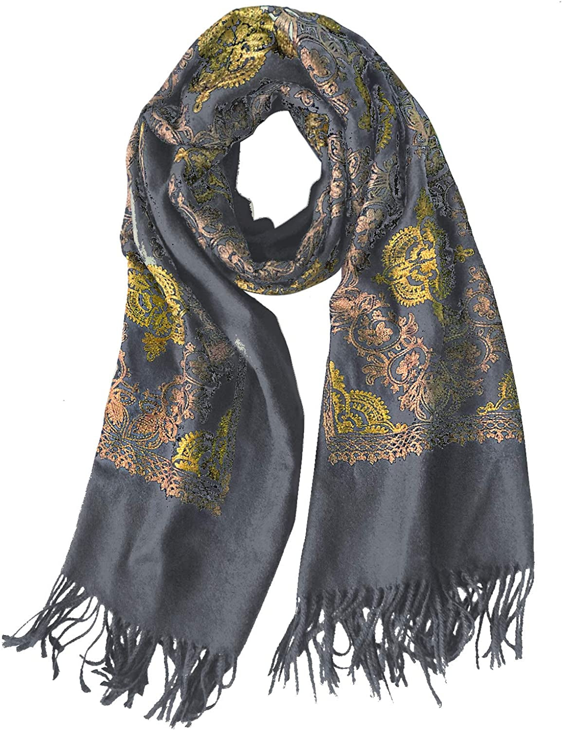 Women'S Embroidered Oversize Tassel Shawl Scarf Wraps for Women Apparel & Accessories > Clothing Accessories > Scarves & Shawls Urban CoCo #2-gray