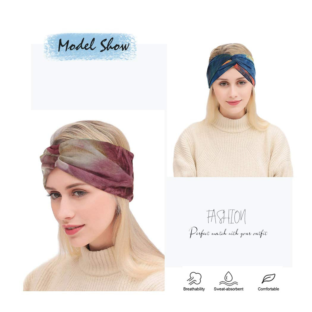 Gortin Boho Headbands Criss Cross Hair Bands Stretch Yoga Sweatband Turban Tie Dye Wide Head Wraps Twist Head Bands for Women and Girls4 Pcs (A-Tie Dye) Apparel & Accessories > Clothing Accessories > Bandanas & Headties GORTIN