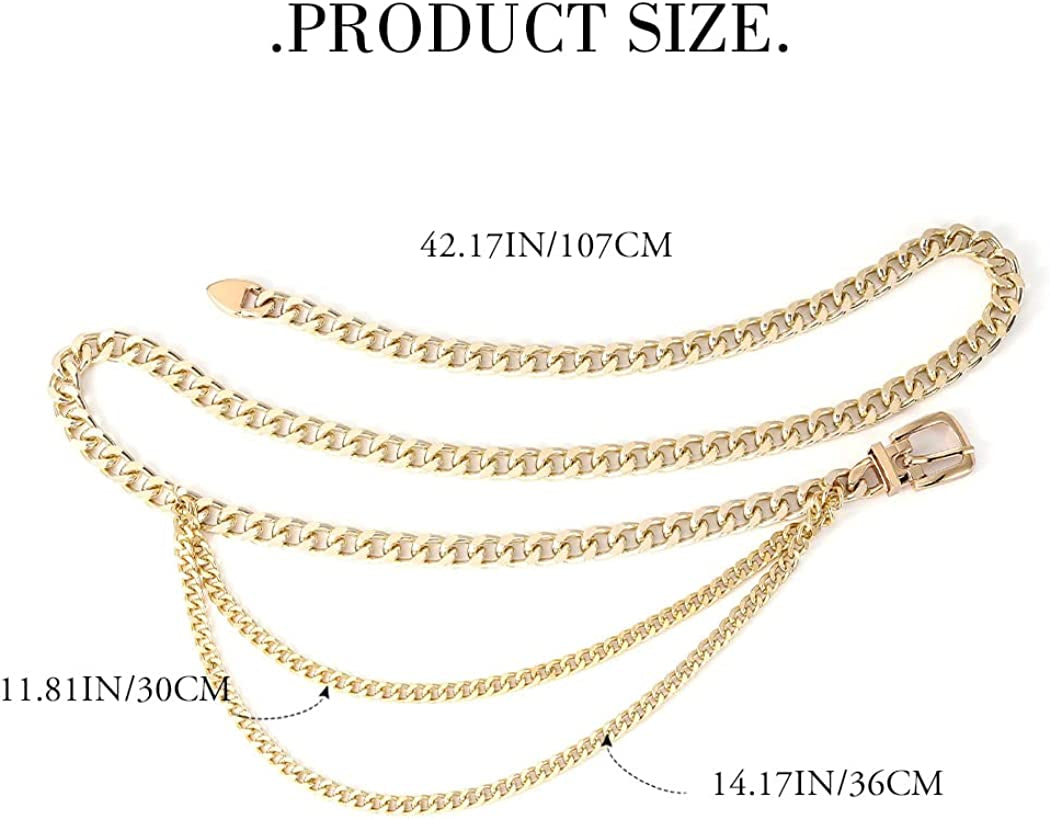 Cosydays Punk Waist Chain Gold Metal Belt Layered Body Chains Harness Heart Belly Chain Party Sexy Body Jewelry for Women and Girls Apparel & Accessories > Jewelry > Body Jewelry COSYDAYS