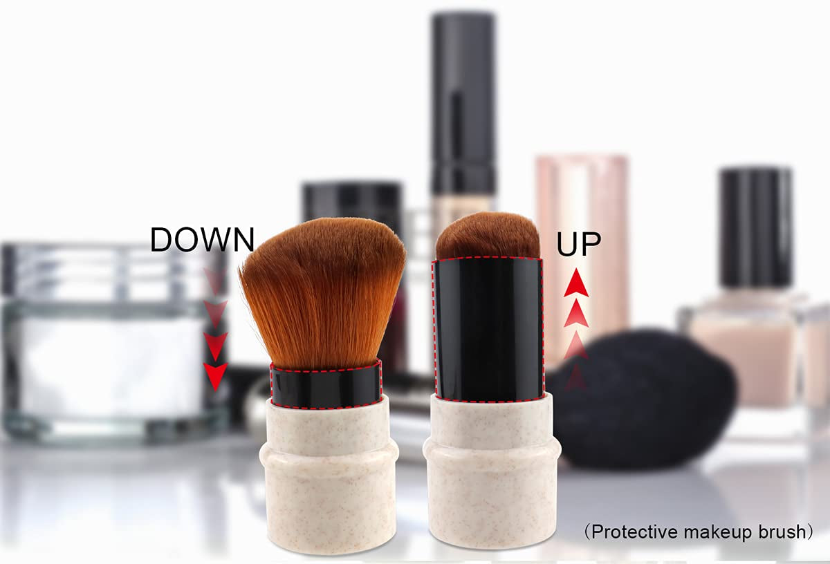 QMSILR Blush Brush Retractable Makeup Brush Portable Powder Brush with Cover Professional Travel Face Blush Brush Soft Fluffy Foundation Brush Makeup Tool for Contouring Highlighting Health & Beauty > Personal Care > Cosmetics > Cosmetic Tools > Makeup Tools QMSILR