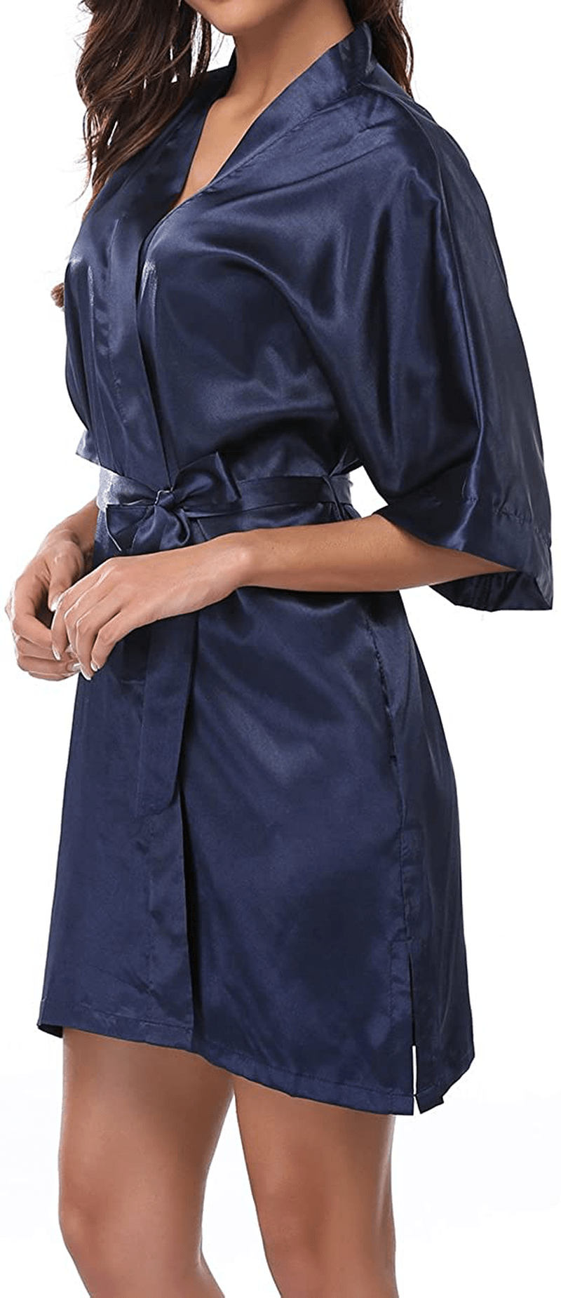 ABC-STAR Womens Short Satin Kimono Robe for Wedding Bridal Party Bridesmaid Robe Apparel & Accessories > Clothing > Sleepwear & Loungewear > Robes ABC-STAR