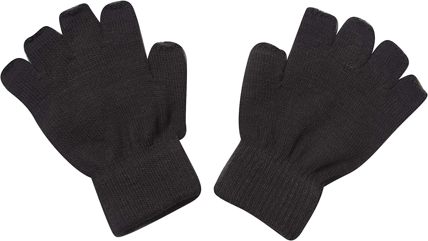 Gravity Threads Unisex Men Women Half Finger Stretchy Knit Fingerless Winter Gloves Apparel & Accessories > Clothing Accessories > Gloves & Mittens Gravity Trading Kids Black