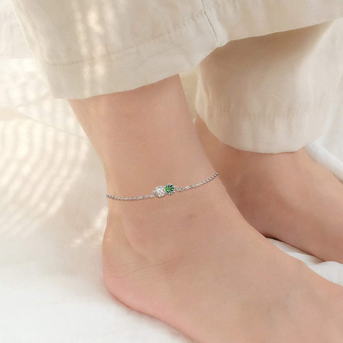 Pineapple/Mushroom/Star/Mountain Anklets Sterling Silver Adjustable Chain Link Ankle Bracelets Beach Anklet Jewelry for Women Teens Apparel & Accessories > Jewelry > Anklets LUHE