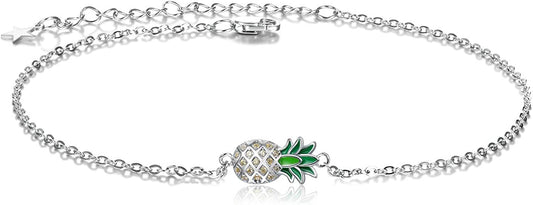 Pineapple/Mushroom/Star/Mountain Anklets Sterling Silver Adjustable Chain Link Ankle Bracelets Beach Anklet Jewelry for Women Teens Apparel & Accessories > Jewelry > Anklets LUHE Pineapple anklets