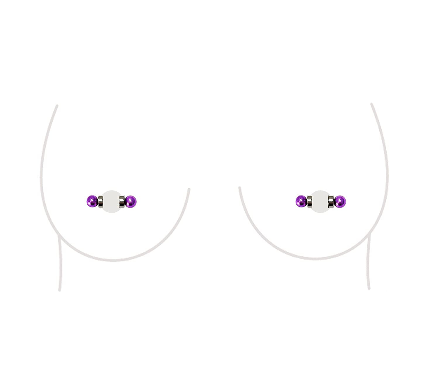 Non-Piercing Nipple Ring Magnetic Barbell Stud Fake Body Jewelry for Women (B - Black (Regular)) Apparel & Accessories > Jewelry > Body Jewelry All Body Art 2 - Regular (Purple)