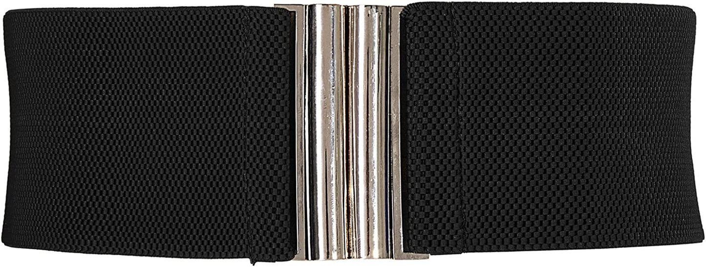 Grace Karin Wide Stretchy Vintage Waist Belt with Metal Buckle Muticolored CL409 Apparel & Accessories > Clothing Accessories > Belts GRACE KARIN Black X-Large