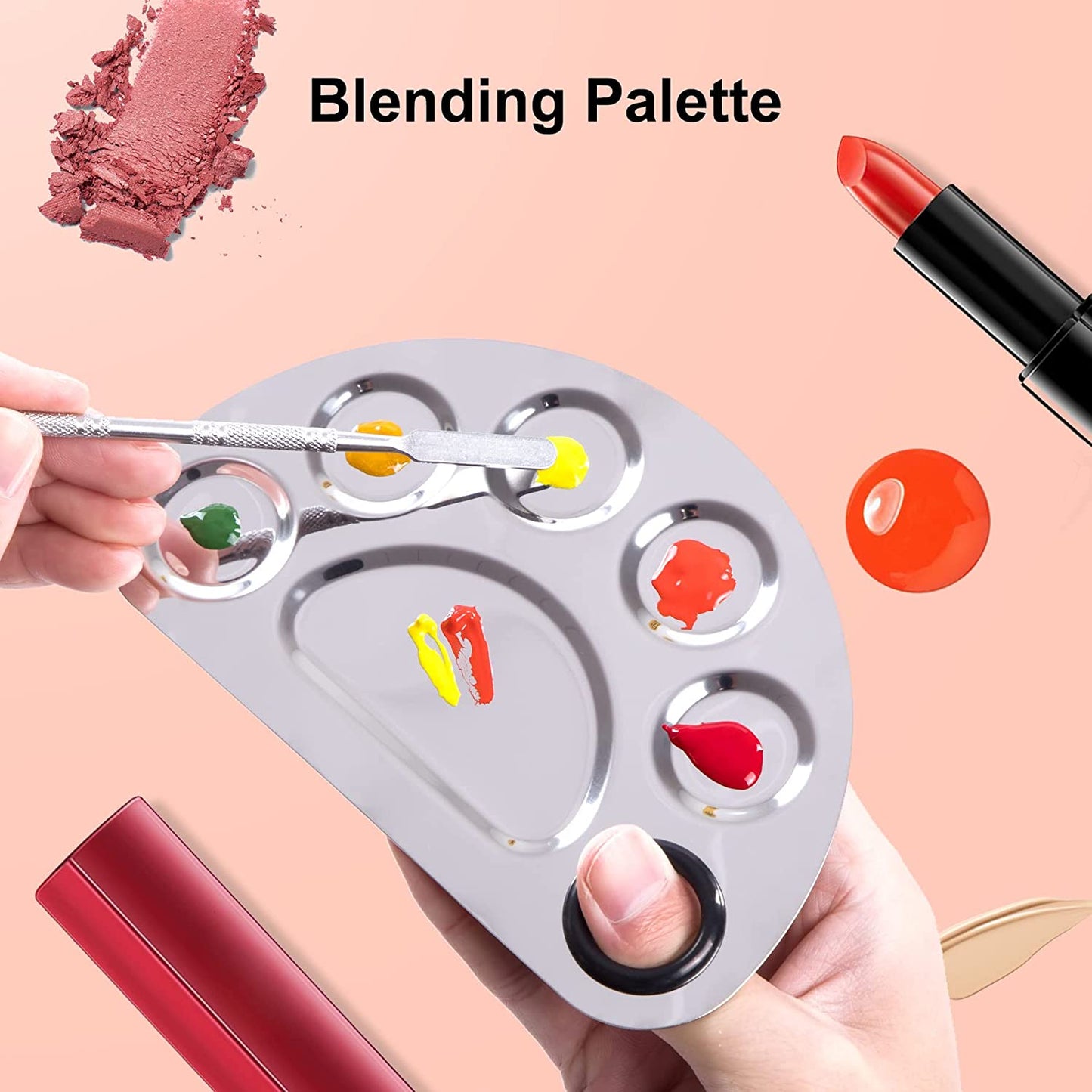 Makeup Palette, Makeup Mixing Palette, Stainless Steel Metal Foundation Palette with Spatula Artist Tool for Mixing Foundation Nail-Art, Cosmetic Mixing Makeup Palette, Makeup Plate, 6×4"/Silver/2Pcs Health & Beauty > Personal Care > Cosmetics > Cosmetic Tools > Makeup Tools LQ-TT-CY-CX