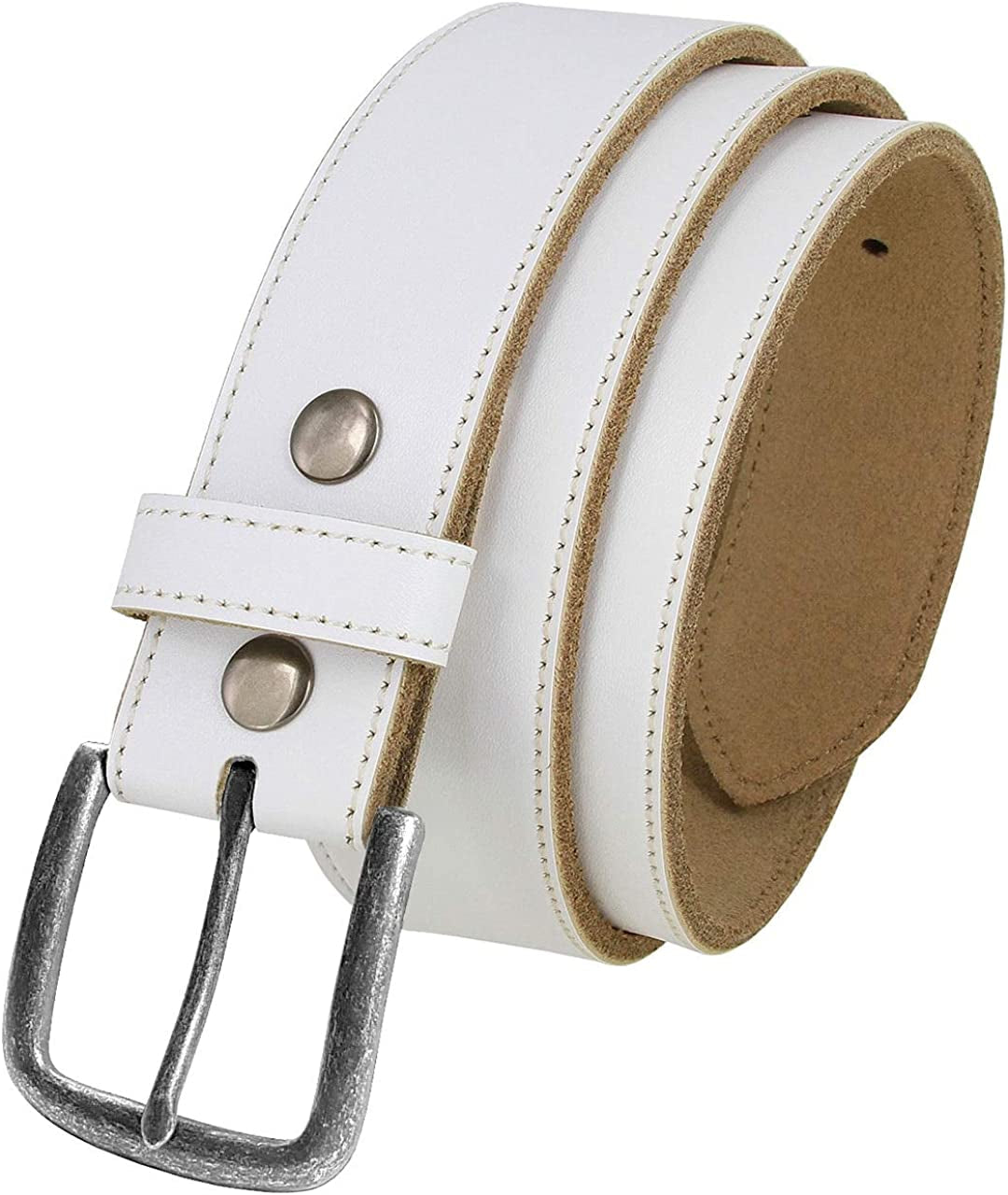 White Belt Cowhide Leather Replacement Casual Belt Strap 1-1/2"(38Mm) Wide, Multi-Style Options Apparel & Accessories > Clothing Accessories > Belts Belts.com 02 Silver 44