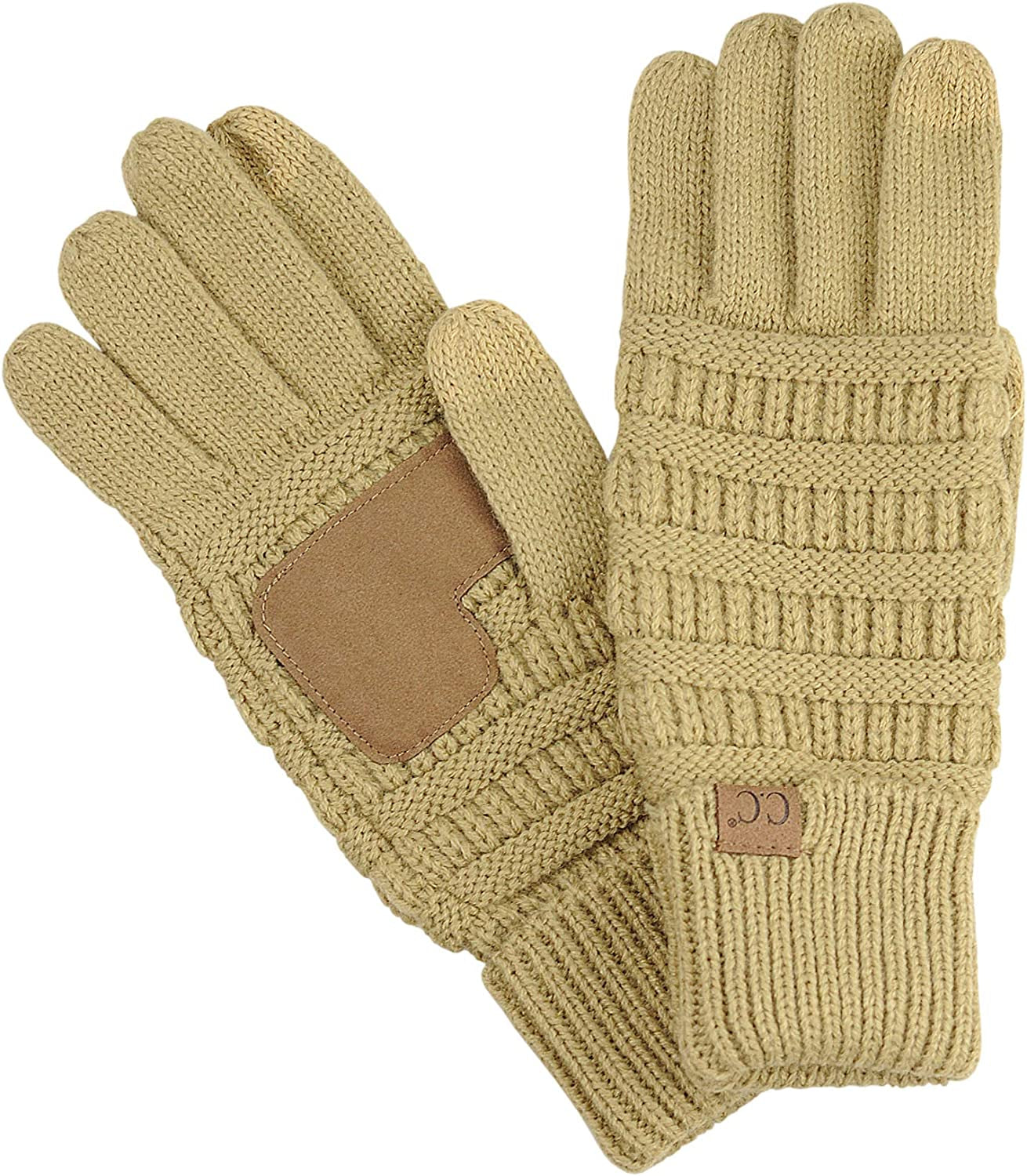 C.C Unisex Cable Knit Inner Lined Anti-Slip Touchscreen Texting Gloves Apparel & Accessories > Clothing Accessories > Gloves & Mittens C.C Camel