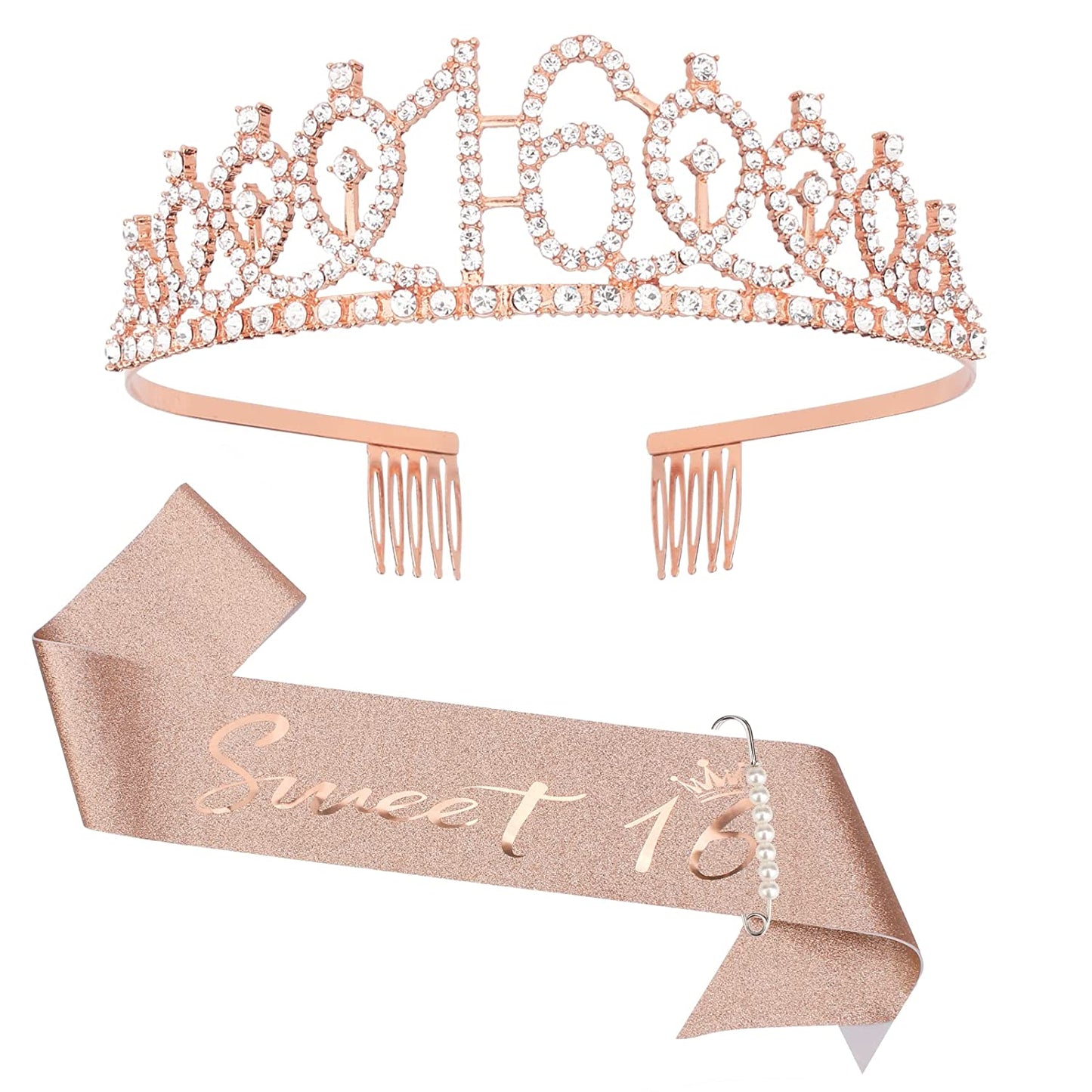 Sweet 16 Birthday Decorations Purple, 16Th Birthday Gifts for Girls, Sweet 16 Crown and Sash, 16Th Birthday Sash, Sweet 16 Sash and Tiara, Birthday Girl, Happy 16Th Birthday Party Supplies Cake Topper Apparel & Accessories > Clothing Accessories > Sashes CIEHER 16th Sash & Tiara Set