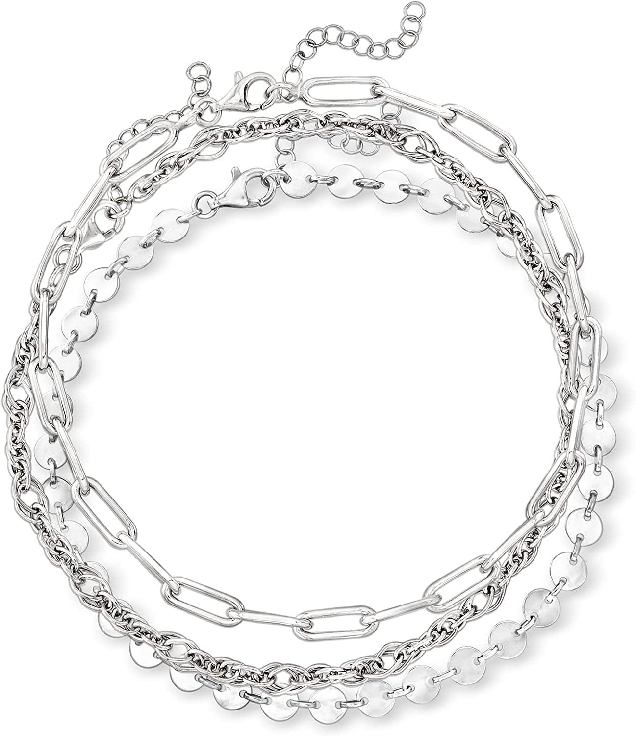 Ross-Simons Three Anklets Set Apparel & Accessories > Jewelry > Anklets Ross-Simons Sterling Silver 9.0 Inches