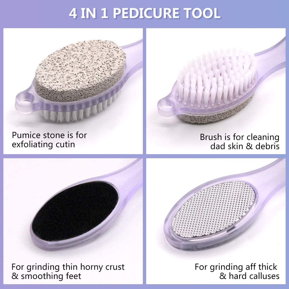 Fangze Pumice Stone Brush for Feet, 2 Pack Foot Brush Scrubber 4 in 1 Pedicure Paddle Kit for Foot Care ( Lilac and Blue) Health & Beauty > Personal Care > Foot Care Fangze