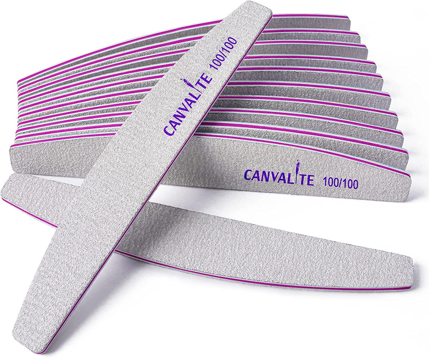Canvalite 10 PCS Nail File Professional Nail Files Reusable Double Sided Emery Board(100/180 Grit) Nail Styling Tools for Home and Salon Use Health & Beauty > Personal Care > Cosmetics > Cosmetic Tools > Nail Tools CANVALITE Half moon 100/100