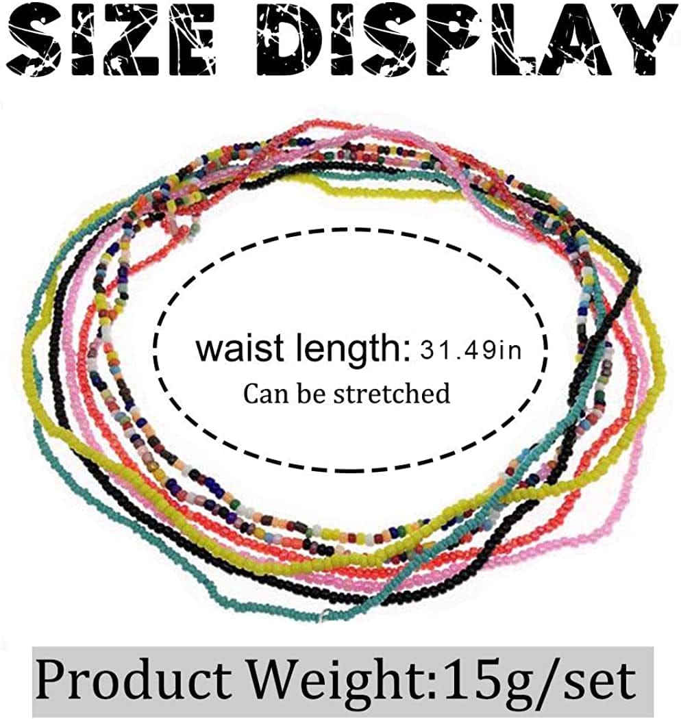 Acedre Waist Beads for Women Layered Beaded Belly Chain Elastic Beach Waist Chain Jewelry Rave Body Accessory for Women for Women and Girls (Pack of 10) Apparel & Accessories > Jewelry > Body Jewelry Acedre