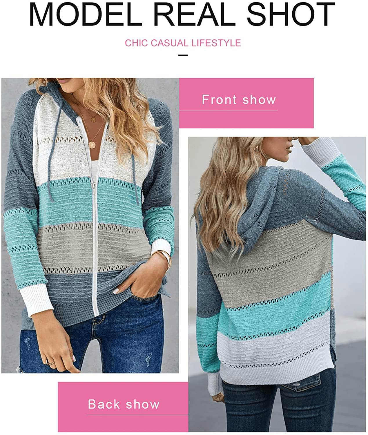 Acelitt Women Casual Long Sleeve Zip up Hooded Sweatshirt Hoodies, S-XXL Apparel & Accessories > Clothing > Activewear Kylie Max