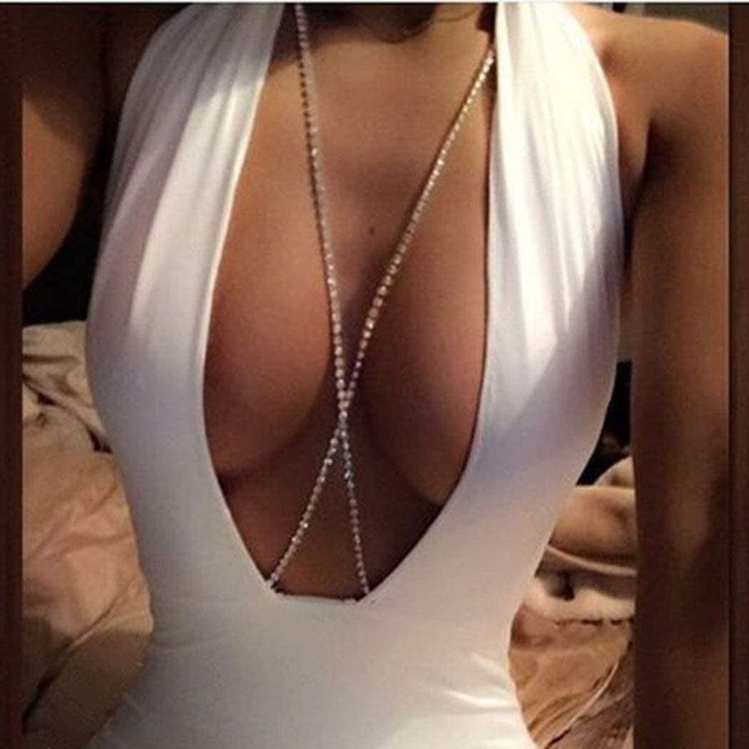 Acenail Boho Sexy Beach Body Chain Crystal Bikini Belt Chains Summer Rhinestone Bra Waist Body Jewelry for Women and Girls (Silver) Apparel & Accessories > Jewelry > Body Jewelry Acenail