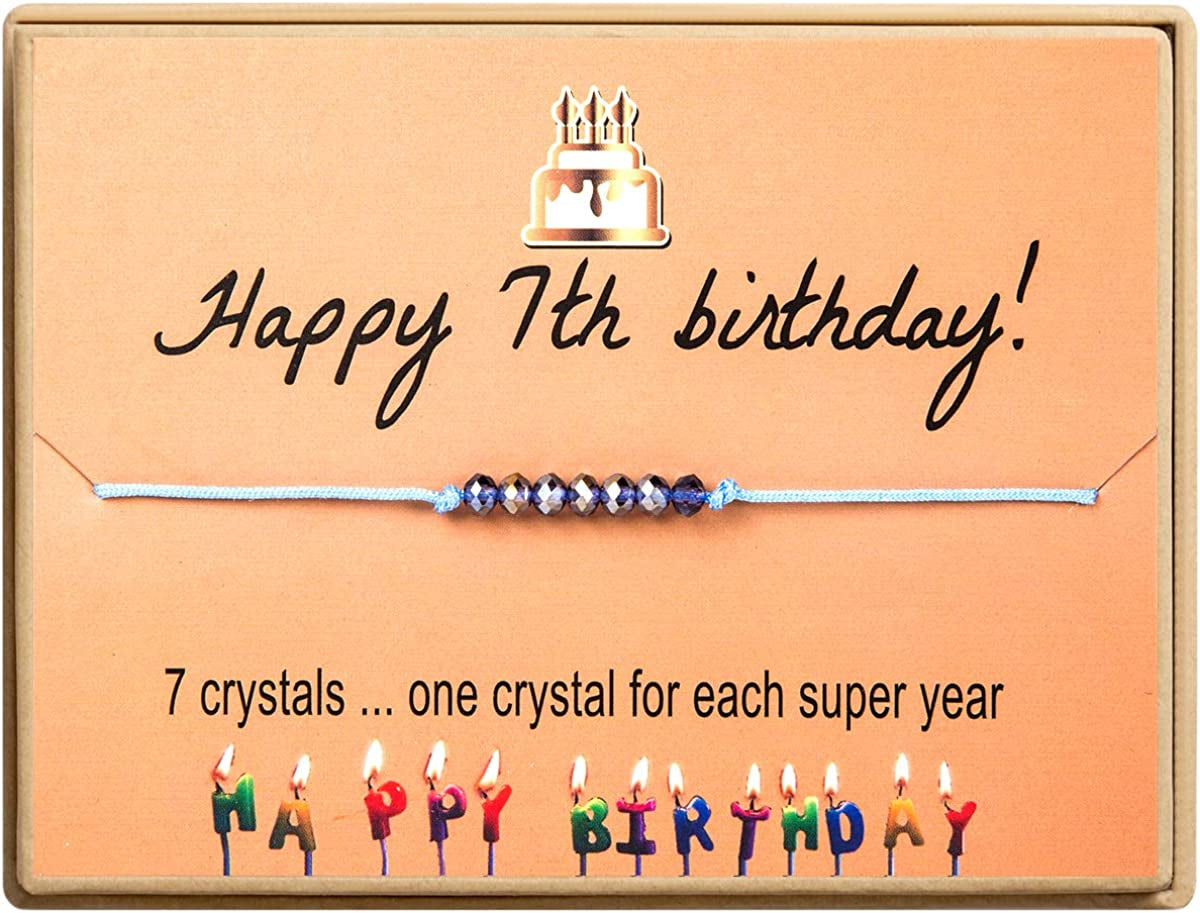 Happy Birthday Bracelet Gift for Teen Girls,Crystal Beads Bracelet Gifts for 10 Year Old Girl Birthday Jewelry Apparel & Accessories > Jewelry > Bracelets KGBNCIE 7 th Birthday Gift