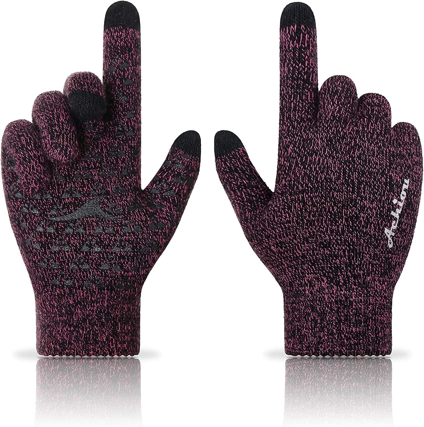 Achiou Winter Gloves for Men Women, Touch Screen Texting Warm Gloves with Thermal Soft Knit Lining,Elastic Cuff 3 Size Choice Apparel & Accessories > Clothing Accessories > Gloves & Mittens Achiou Rose Red Medium