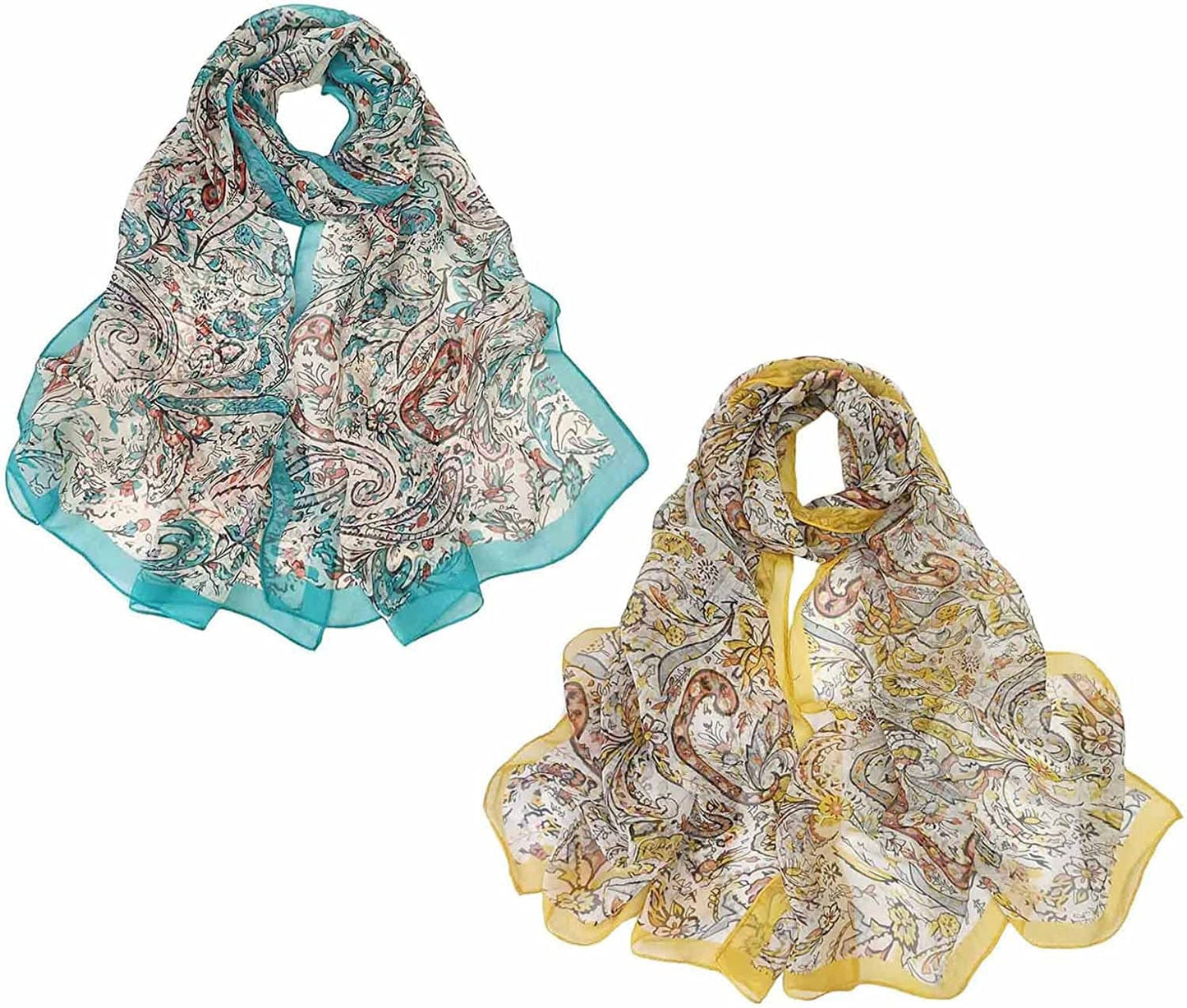 Acotavie 2 Pcs Scarfs for Women Lightweight Scarves Fashion Floral Print Shawls Holiday Gifts Scarf Apparel & Accessories > Clothing Accessories > Scarves & Shawls Acotavie Set 25