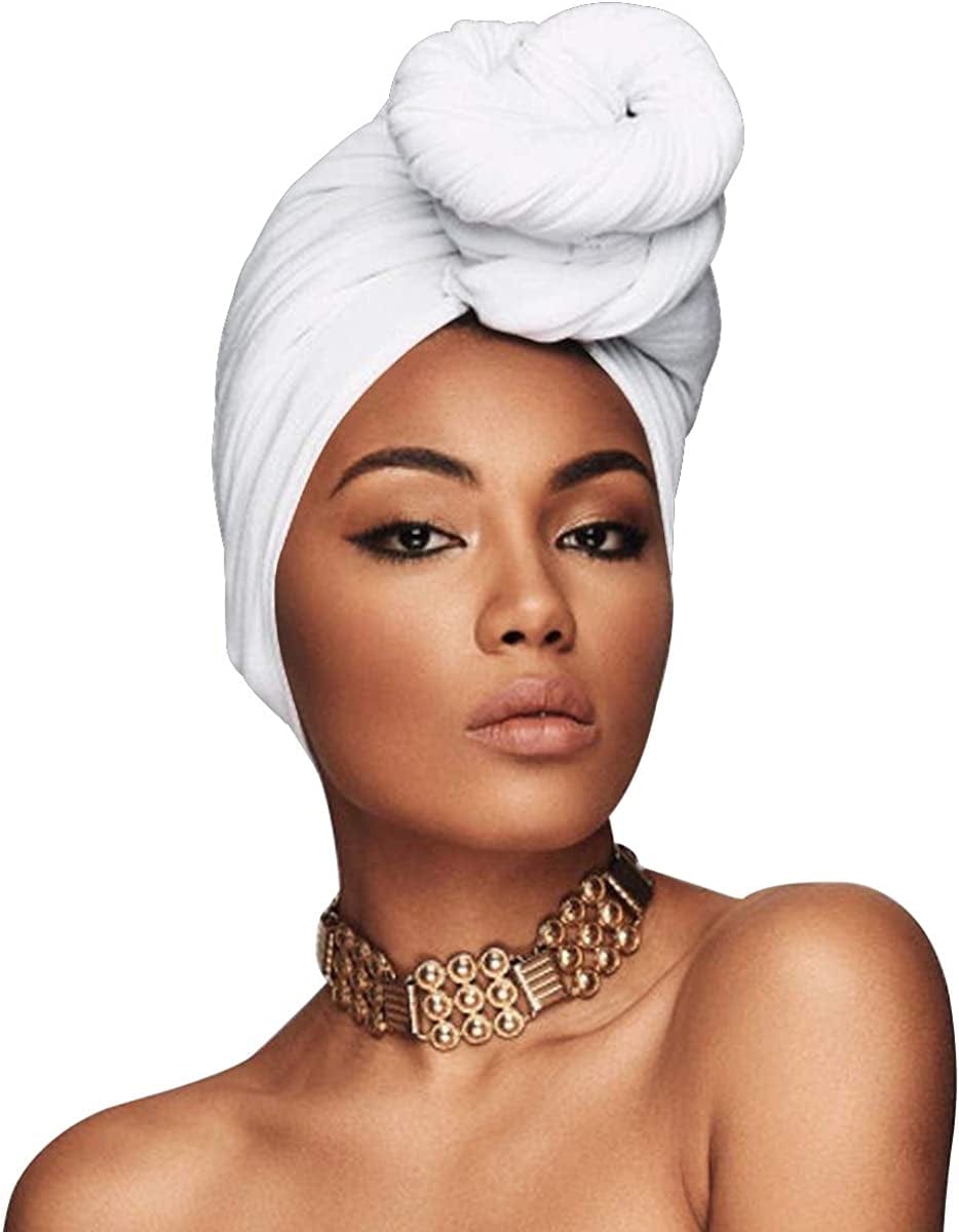 ACRABROS Stretch Jersey Turban Head Wrap, Urban Hair Scarf - Ultra Soft, Extra Long 79” X 32”,Breathable Apparel & Accessories > Clothing Accessories > Headwear ACRABROS White