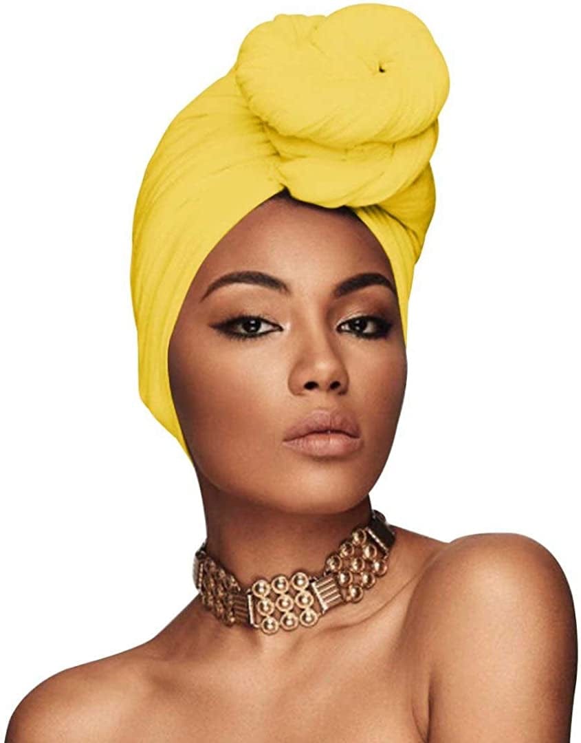 ACRABROS Stretch Jersey Turban Head Wrap, Urban Hair Scarf - Ultra Soft, Extra Long 79” X 32”,Breathable Apparel & Accessories > Clothing Accessories > Headwear ACRABROS Yellow