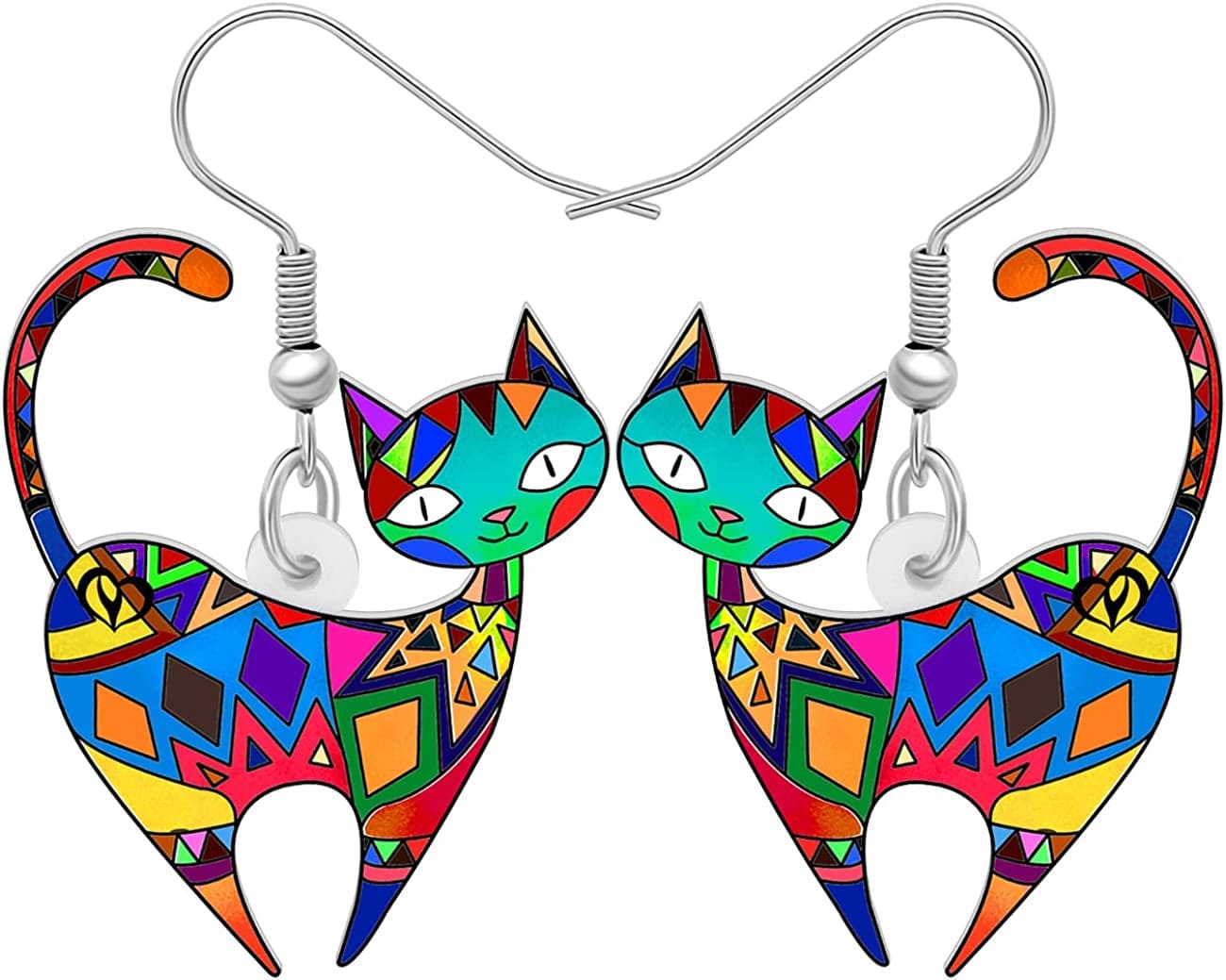 Acrylic Drop Cat Earrings Pets Funny Design 7 Color Lovely Gift for Girl Women by the Bonsny Mix clolor