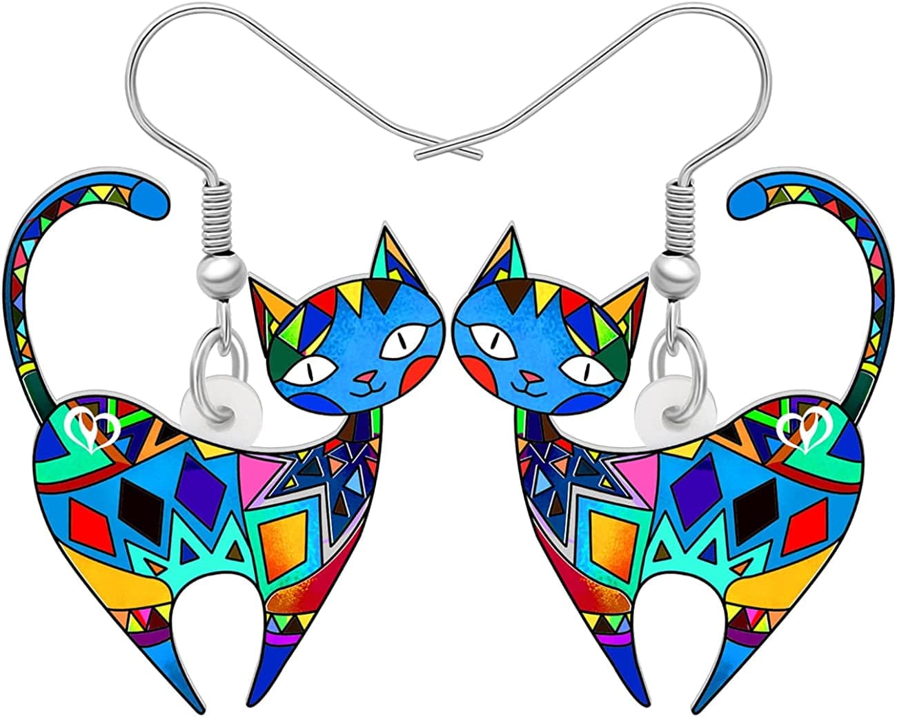 Acrylic Drop Cat Earrings Pets Funny Design 7 Color Lovely Gift for Girl Women by the Bonsny Cobalt