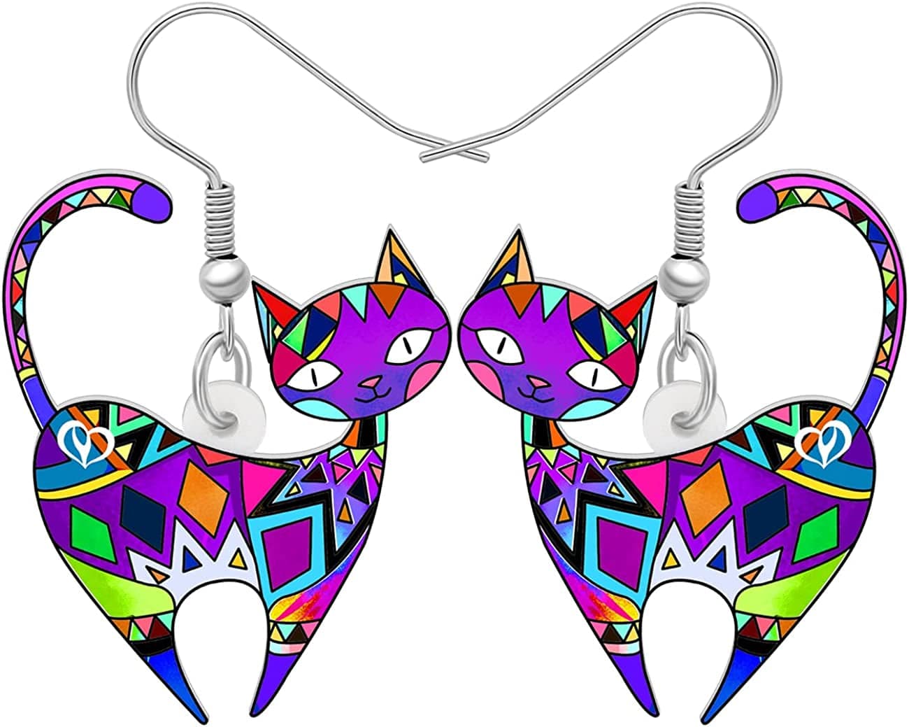 Acrylic Drop Cat Earrings Pets Funny Design 7 Color Lovely Gift for Girl Women by the Bonsny Lilac