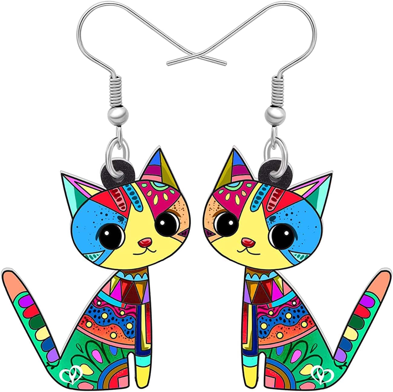 Acrylic Drop Cat Earrings Pets Funny Design 7 Color Lovely Gift for Girl Women by the Bonsny Colorful