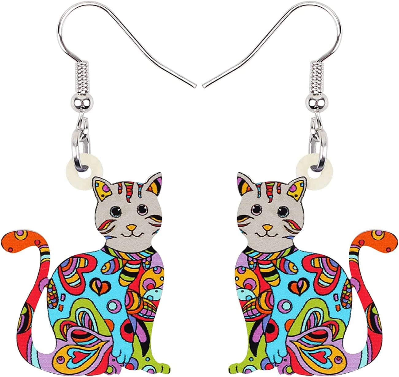 Acrylic Drop Cat Earrings Pets Funny Design 7 Color Lovely Gift for Girl Women by the Bonsny Floral