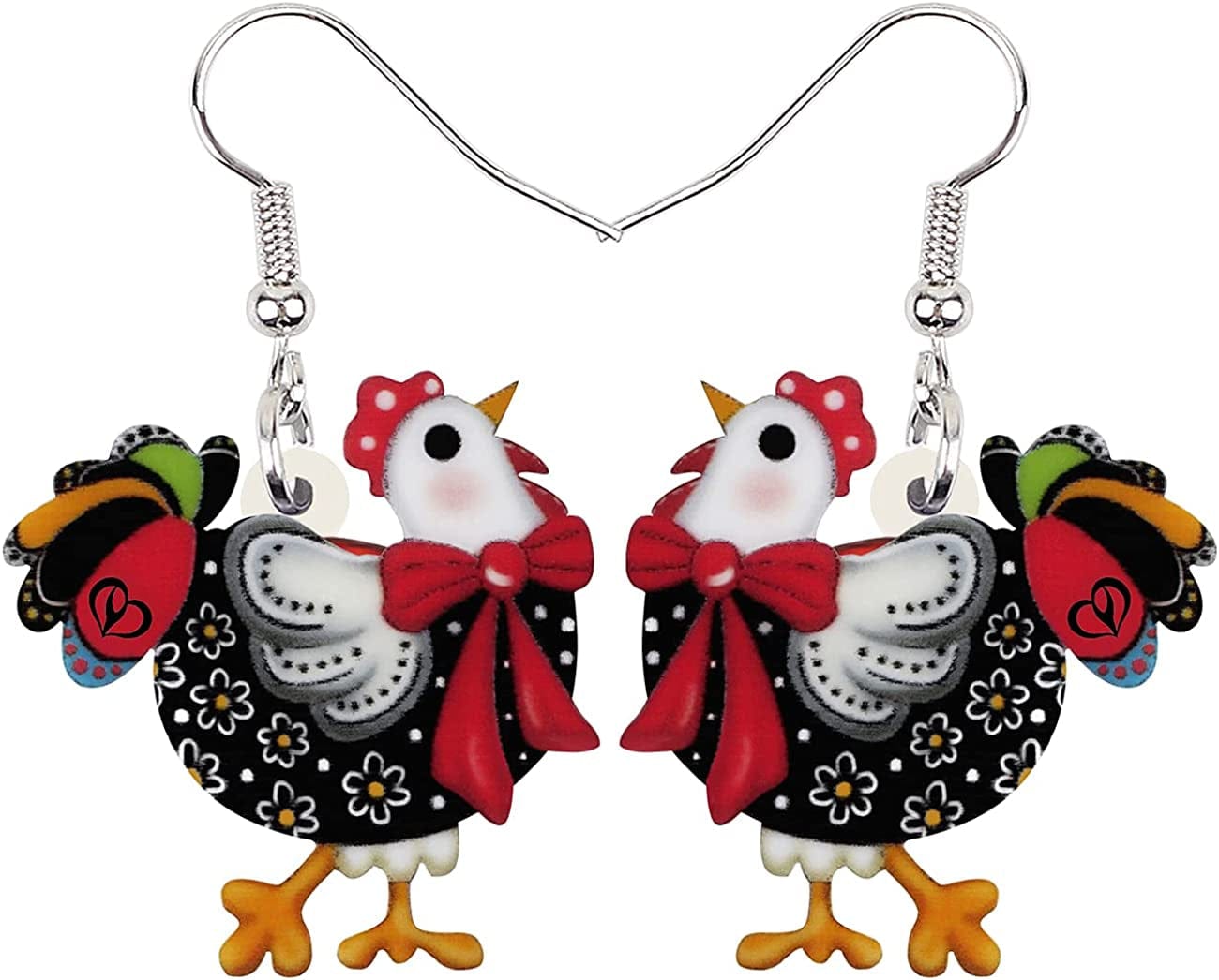 Acrylic Drop Hen Chicken Earrings Funny Farm Design Lovely Gift for Girl Women by the Bonsny Grey
