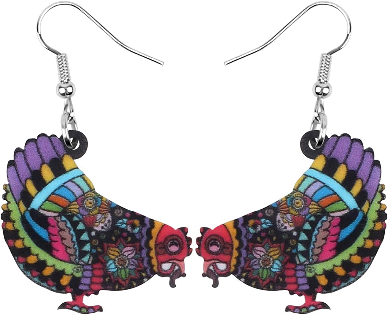 Acrylic Drop Hen Chicken Earrings Funny Farm Design Lovely Gift for Girl Women by the Bonsny Multicolor