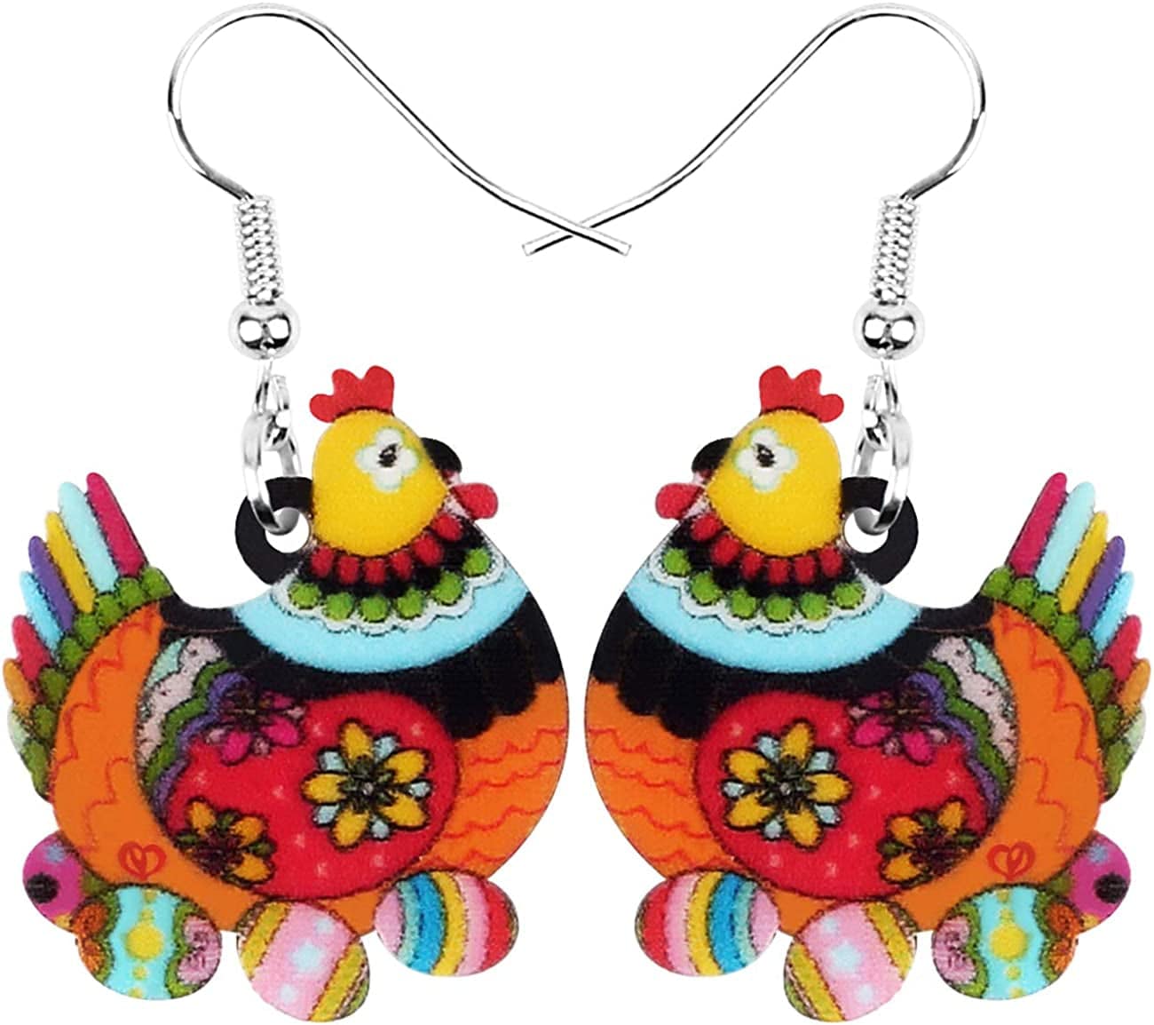Acrylic Drop Hen Chicken Earrings Funny Farm Design Lovely Gift for Girl Women by the Bonsny Orange