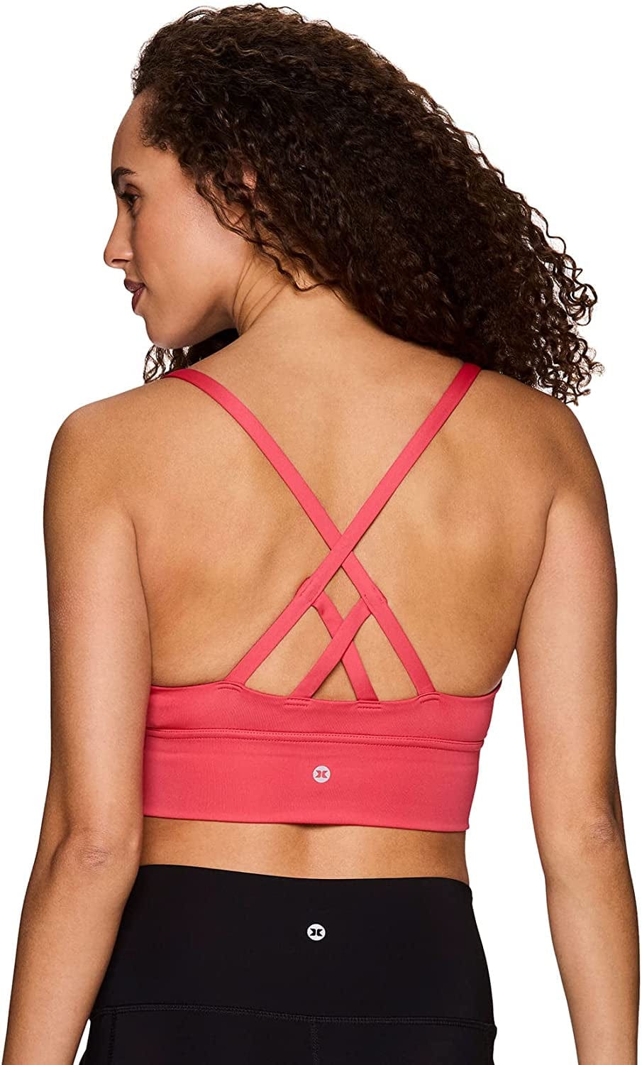Active Women'S Fashion Strappy Seamless Low Impact Workout Sports Bra Criss Cross Coral / Medium