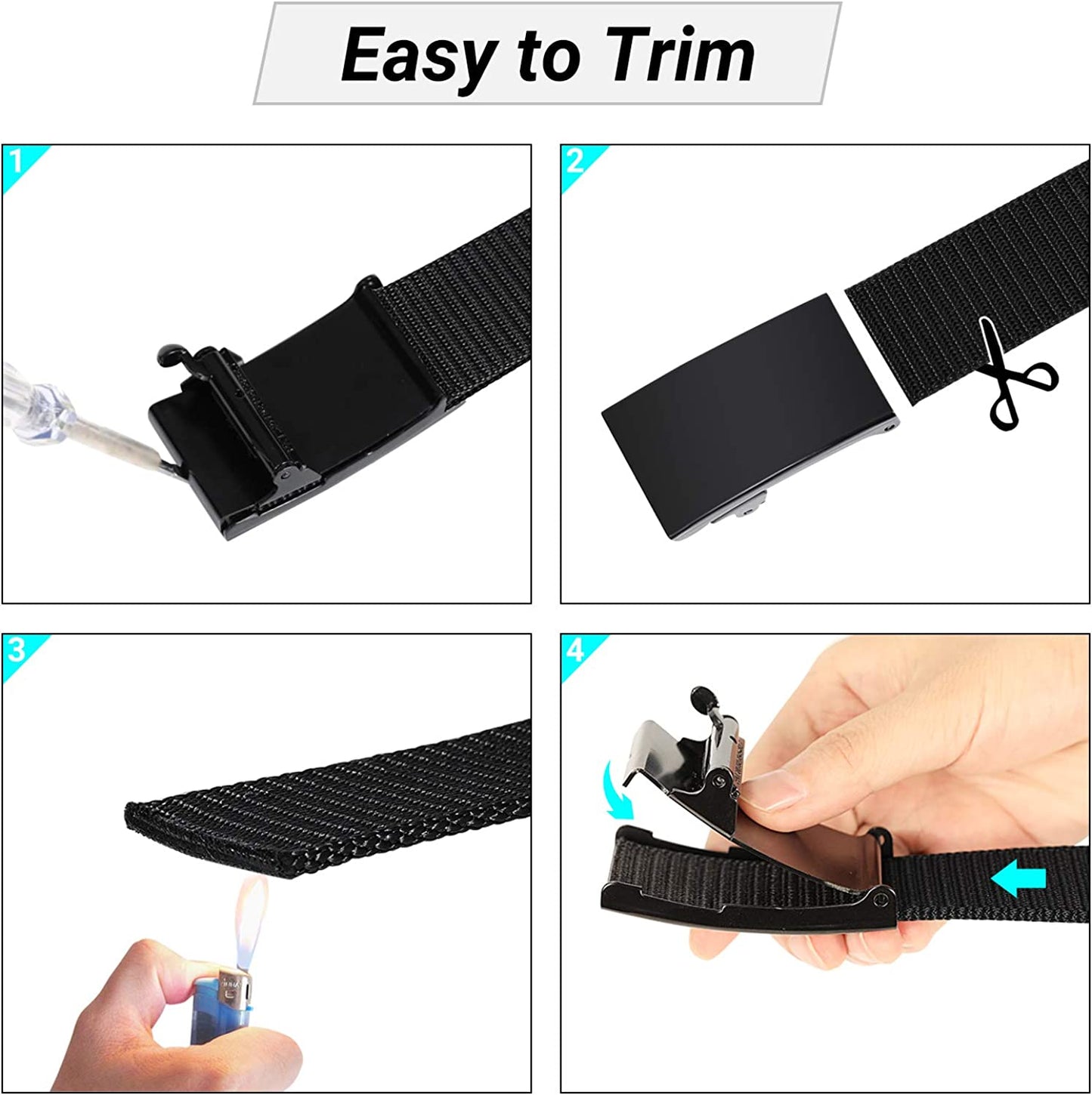 ITIEZY Men'S Nylon Ratchet Belt 2Pack, Adjustable Web Military Tactical Belt with Automatic Slide Buckle, Trim to Fit Apparel & Accessories > Clothing Accessories > Belts ITIEZY