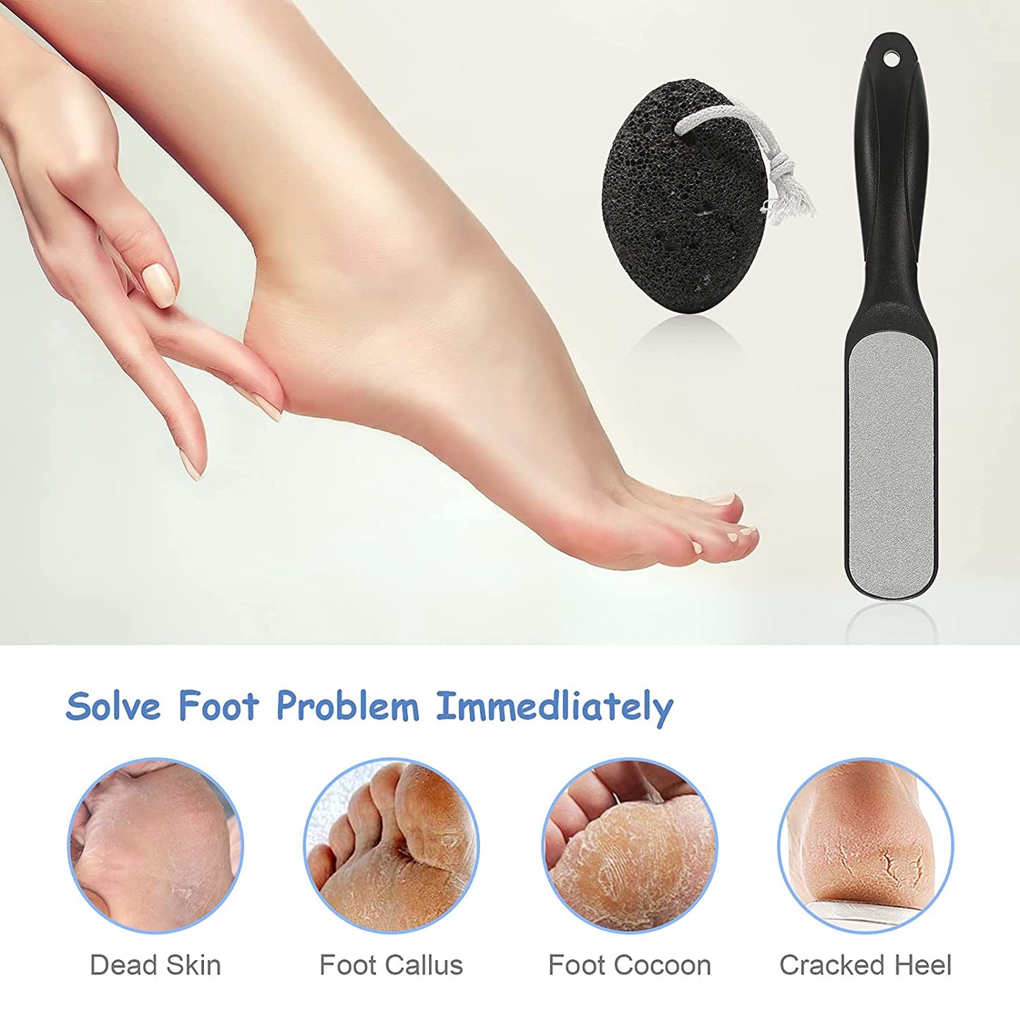 SUTINE Pumice Stone & Foot File Callus Remover Foot Scrubber Set, Stainless Steel Pedicure Rasp for Exfoliation Hard Dead Skin Remover and Daily Feet Care Health & Beauty > Personal Care > Foot Care SUTINE