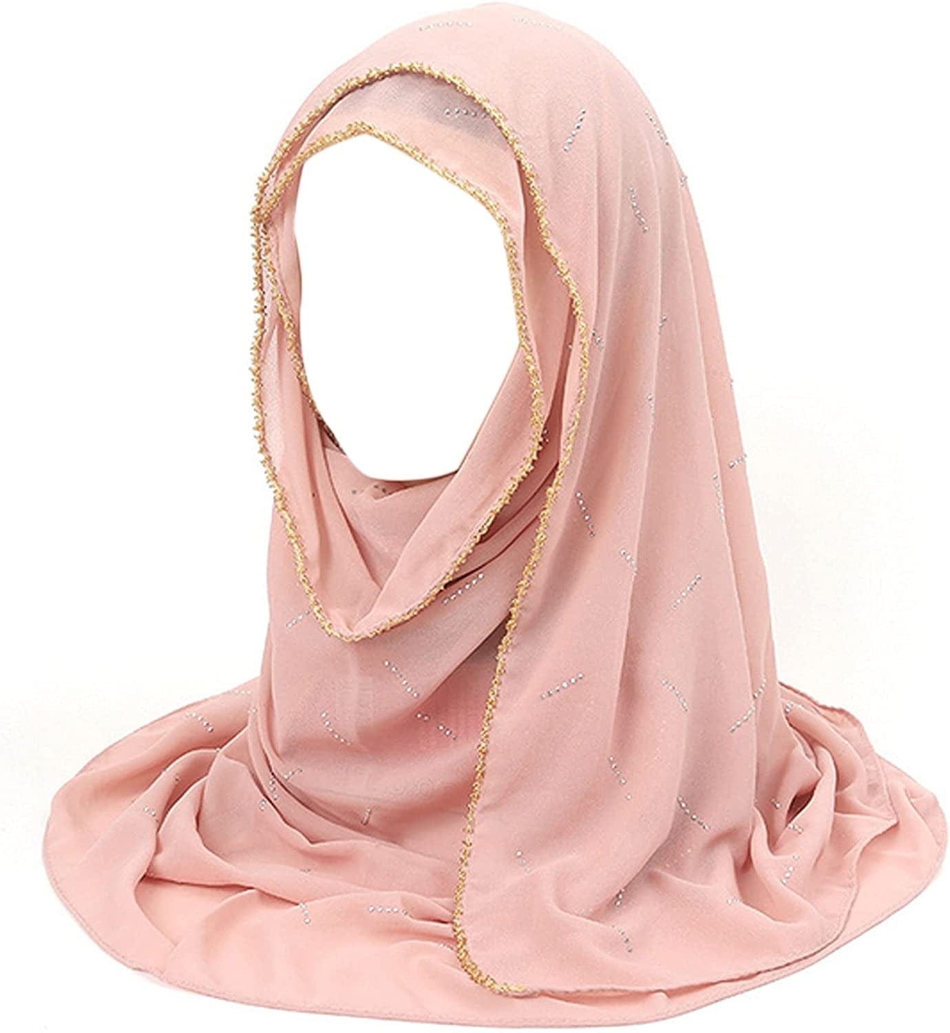 Adela Women Lightweight Scarf Muslim Turban Hijab Cap Long Scarf Wrap Shawl Apparel & Accessories > Clothing Accessories > Scarves & Shawls Adela Boutique Ab-pink