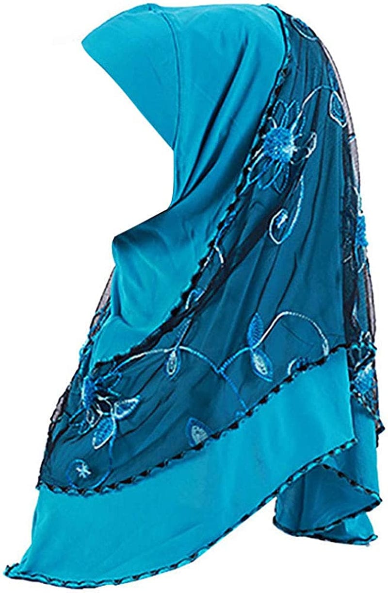 Adela Women Lightweight Scarf Muslim Turban Hijab Cap Long Scarf Wrap Shawl Apparel & Accessories > Clothing Accessories > Scarves & Shawls Adela Boutique G-blue