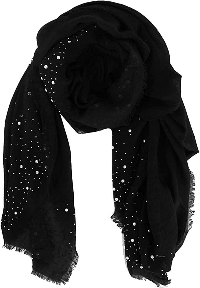 Adela Women Lightweight Scarf Muslim Turban Hijab Cap Long Scarf Wrap Shawl Apparel & Accessories > Clothing Accessories > Scarves & Shawls Adela Boutique Q-black