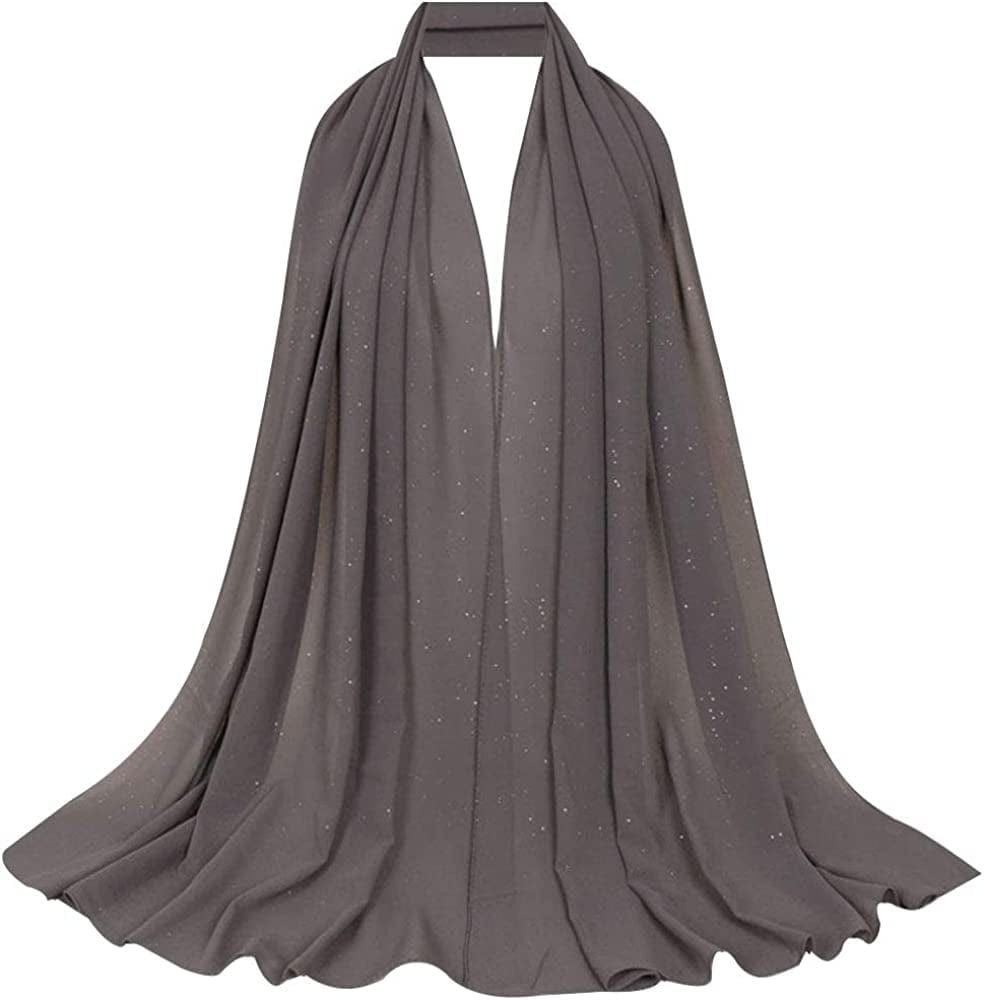 Adela Women Lightweight Scarf Muslim Turban Hijab Cap Long Scarf Wrap Shawl Apparel & Accessories > Clothing Accessories > Scarves & Shawls Adela Boutique A-dark Grey